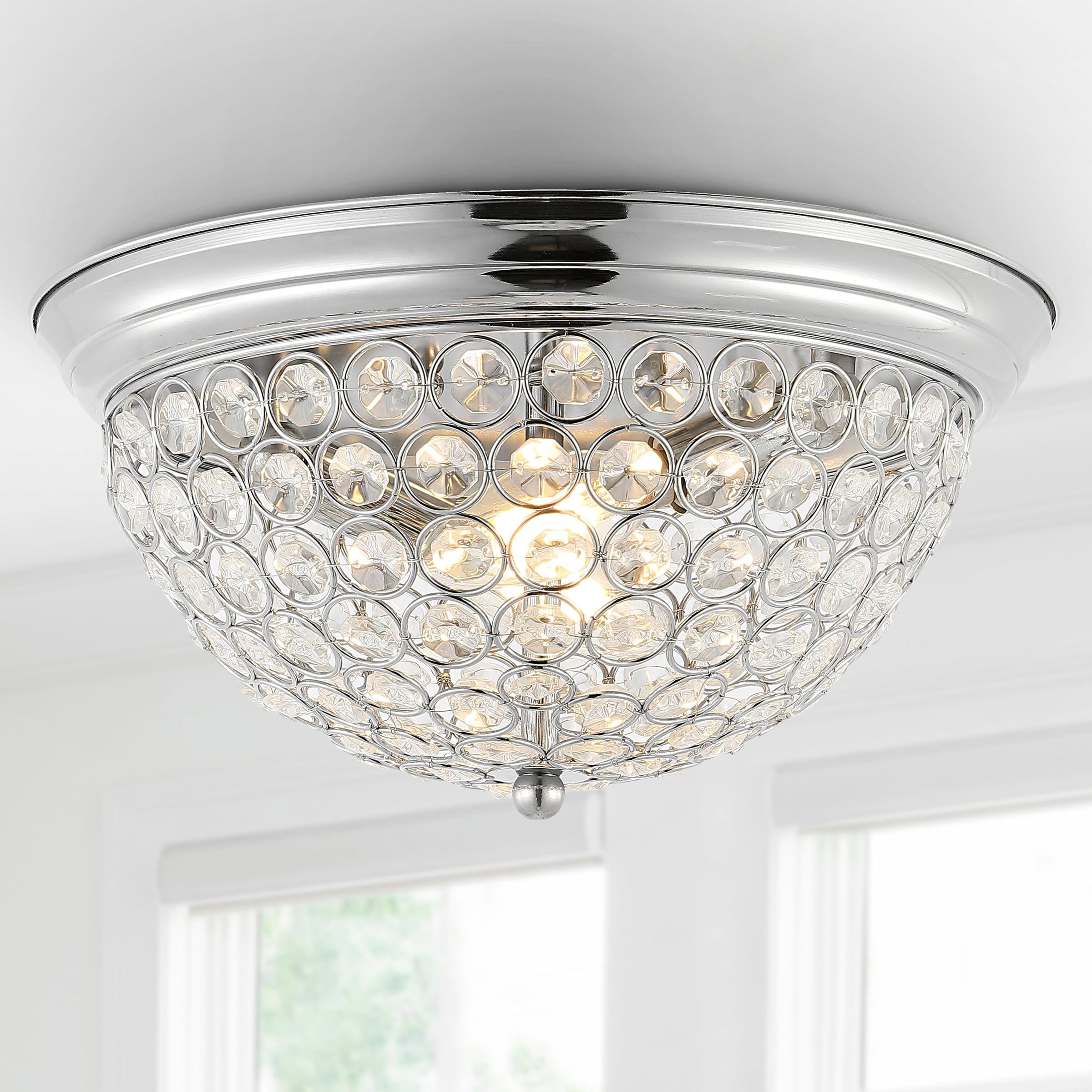 12" Clear Crystal and Chrome LED Flush Mount Light