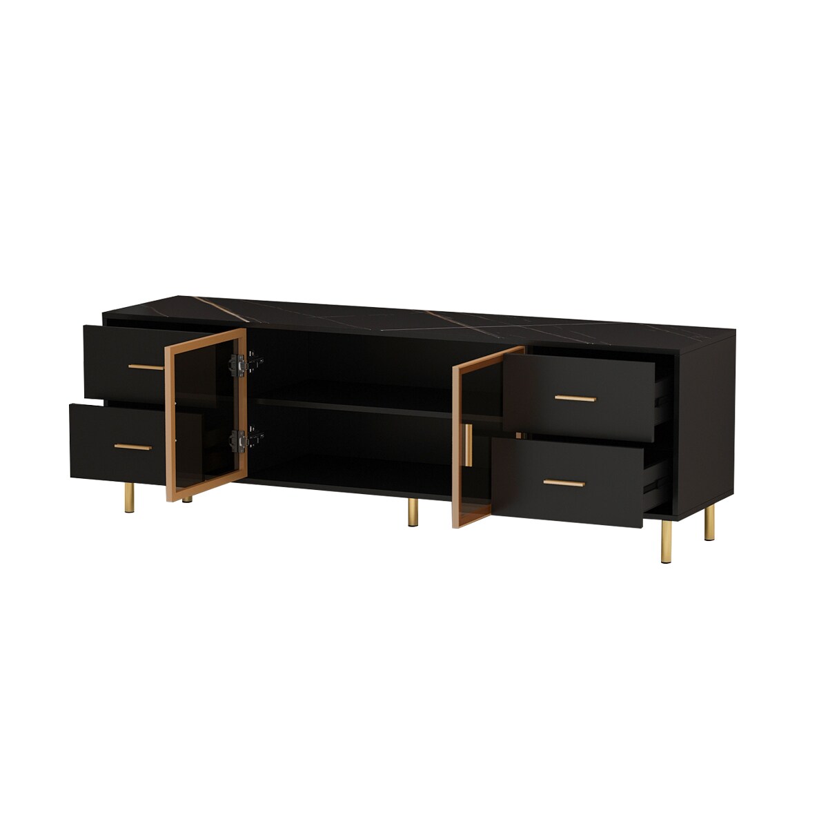 FUFU&GAGA TV Stand Cabinet Modern/Contemporary Black Tv Cabinet ...