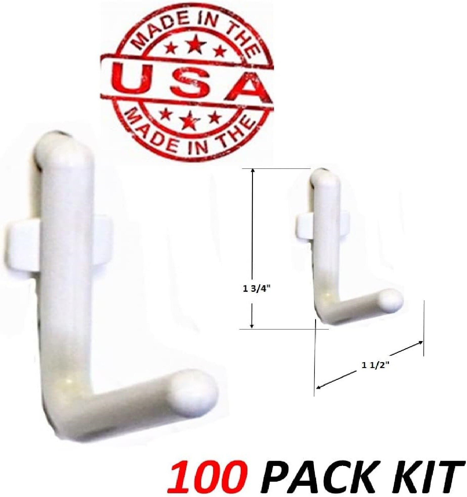 Wall Peg Hook Kit - L Style Pegboard Hooks Tool Storage Garage Organizer Choice Black or White Pegs