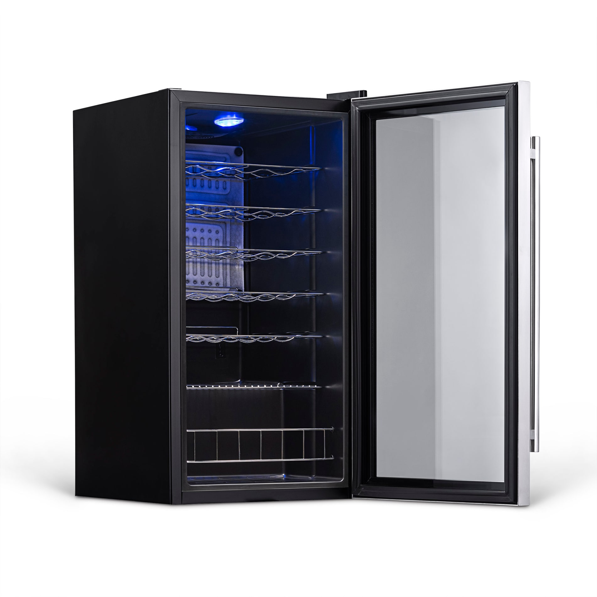 Freestanding Stainless Steel 27 Bottle Wine Cooler with Interior Lighting