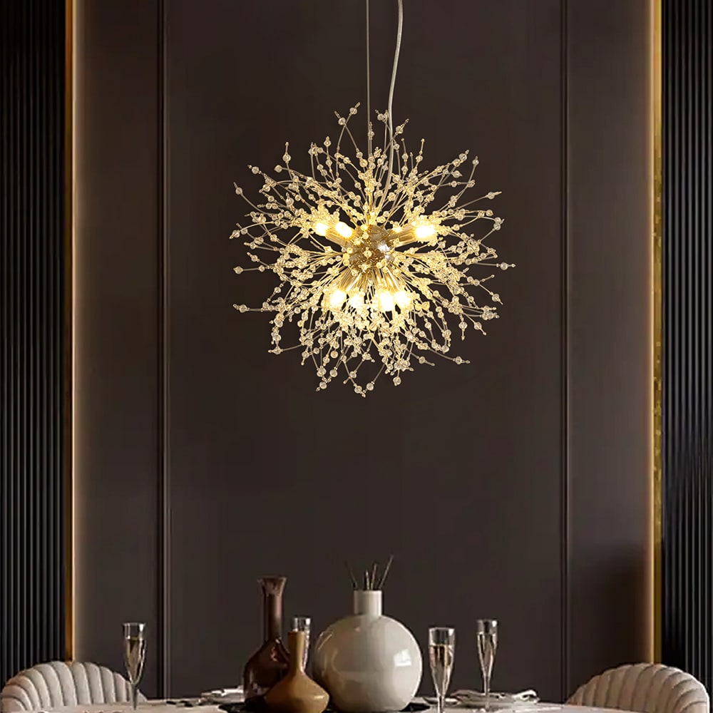 Sunrinx MG37-2-C-24 8 -Light Steel Modern/contemporary Crystal For Use in Bedrooms, Dining Rooms, Foyers, Kitchens, Living Rooms Chandelier