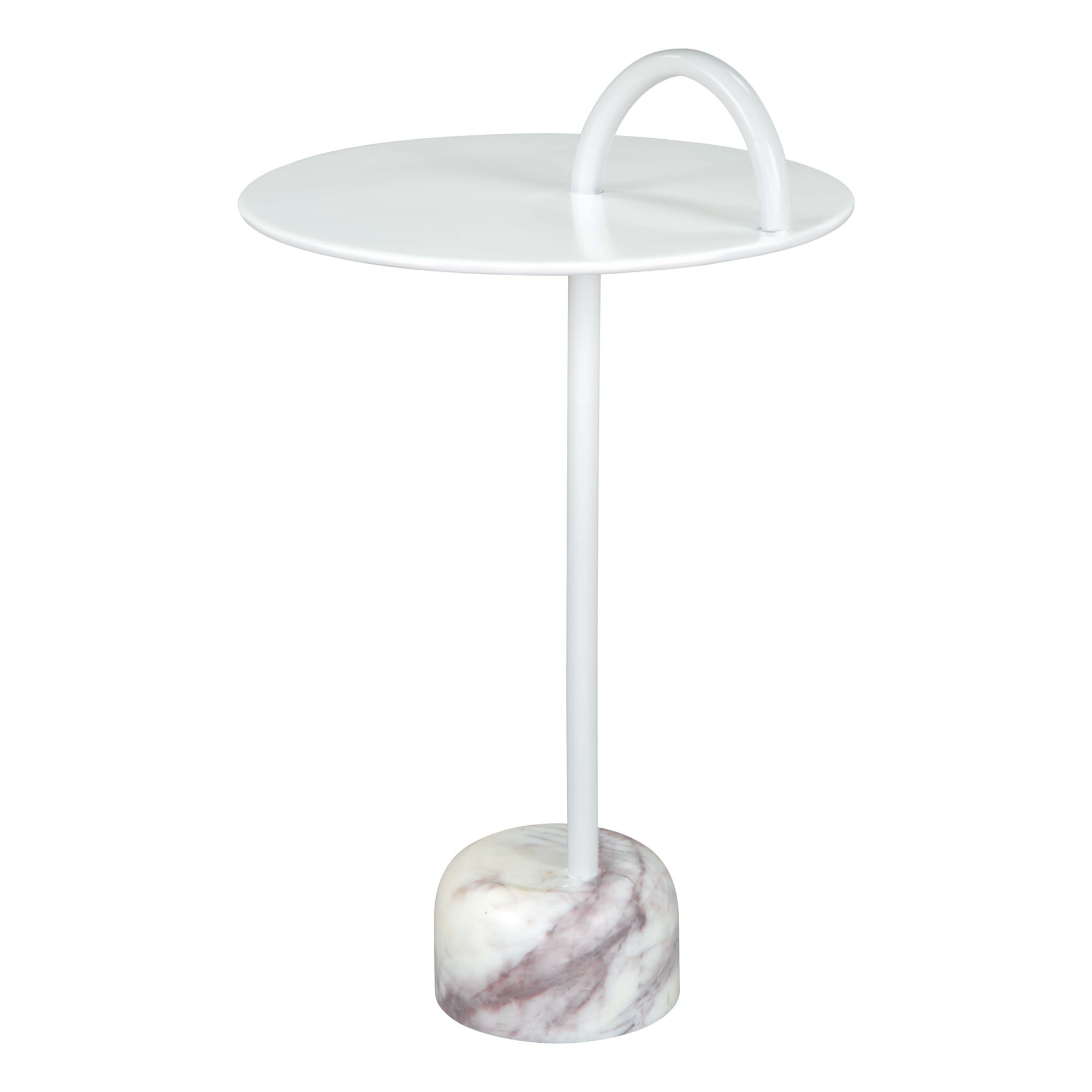 ZUO 109563 12.0-Inches W x 25.0-Inches H White Metal Round Modern End Table Assembly Required