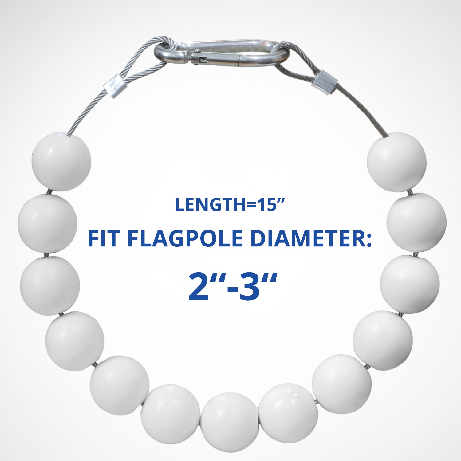 White 15-Inch Beaded Flag Retainer Ring for Flagpoles