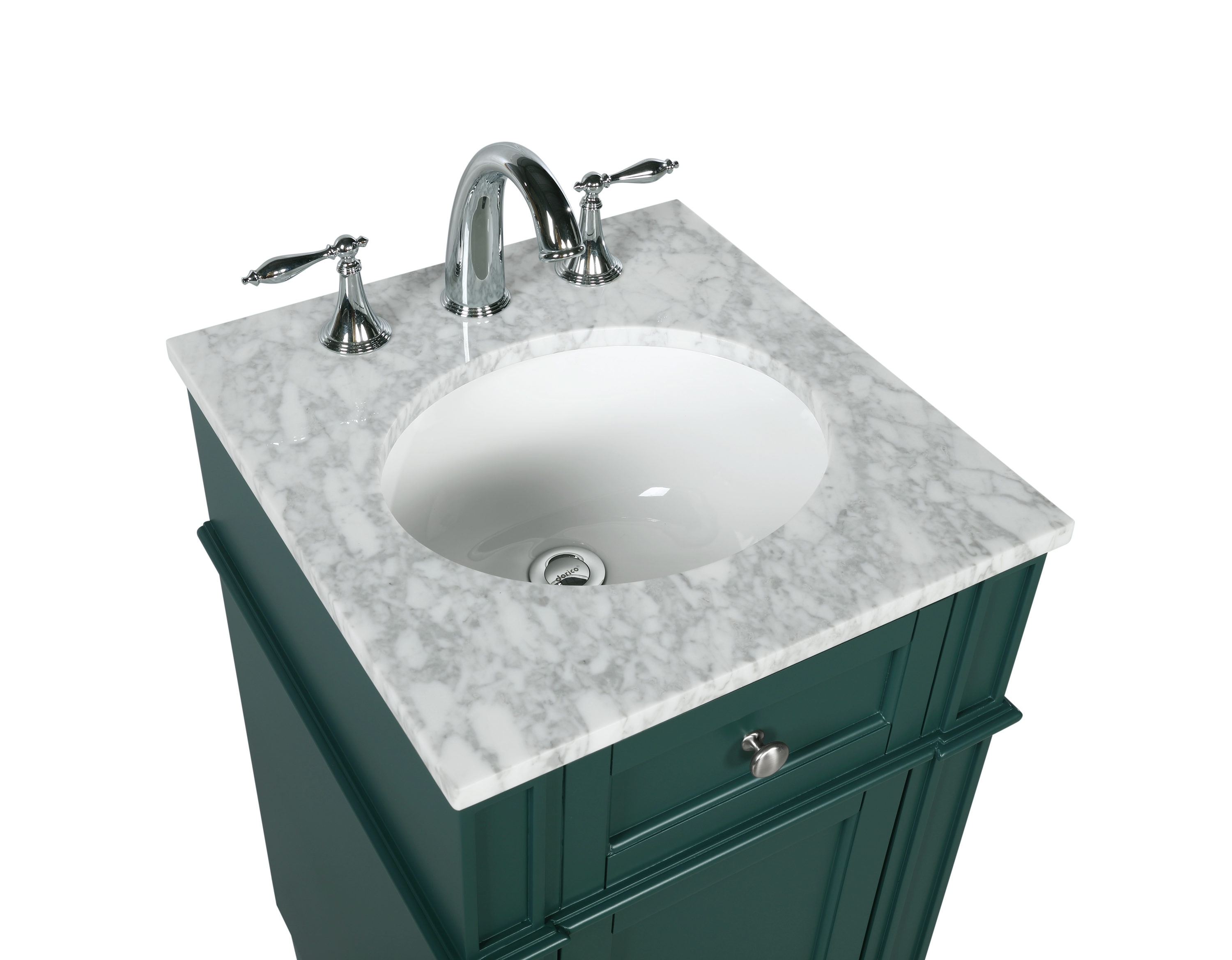 Green Single Sink Vanity with Carrara Marble Top, 18"