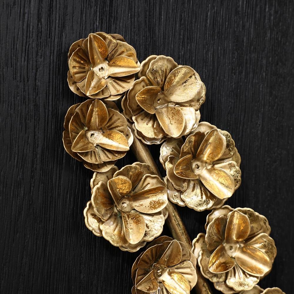 Gold and Black Metal Flower Bouquet Wall Sculpture Set