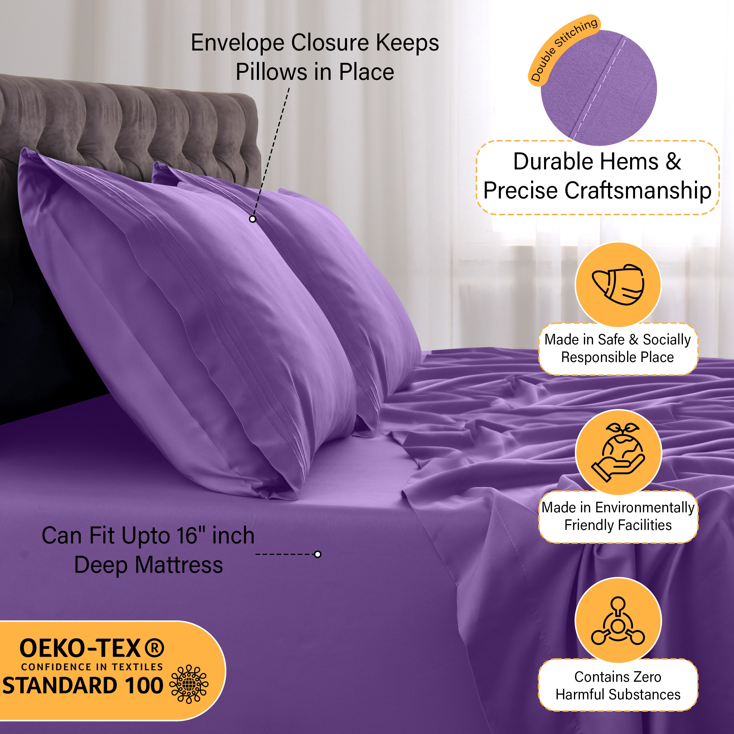 Lux Decor Collection 4PC PSHT T PRPLE Sheet-Sets - View #5