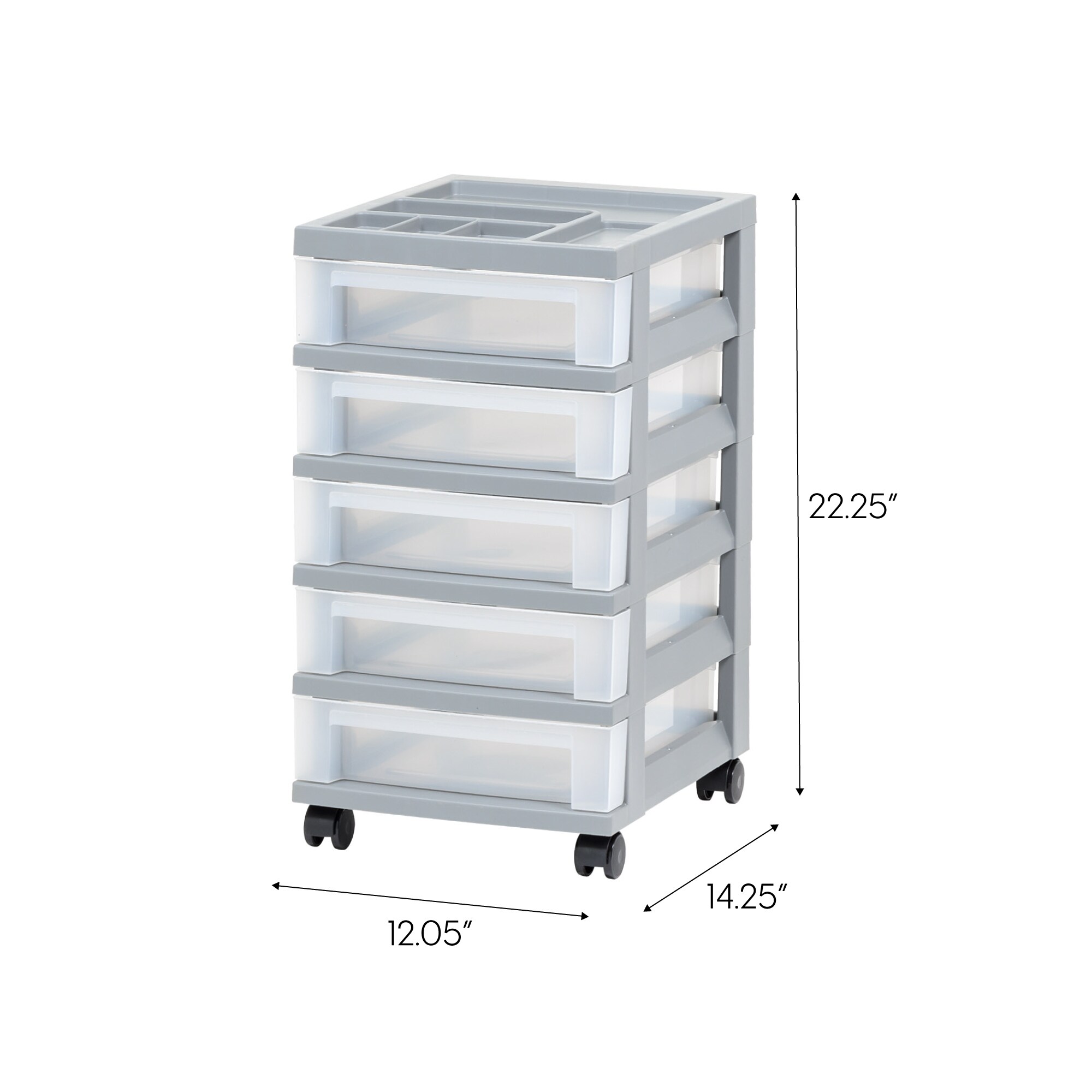 5-Tier Drawer Plastic Storage Cart with Wheels, Rolling Storage Containers with Drawers, Plastic Drawer Organizer Cart on Wheels, Narrow Cabinet