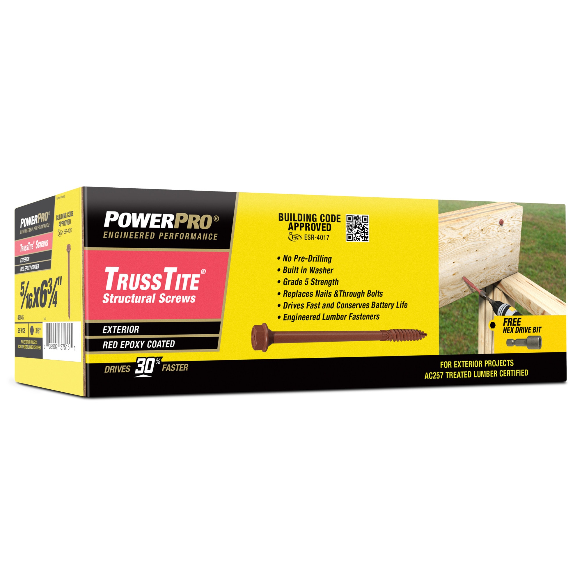 Power Pro 5/16-in x 6-3/4-in Epoxy Exterior Structural wood screws 25 -Per Box
