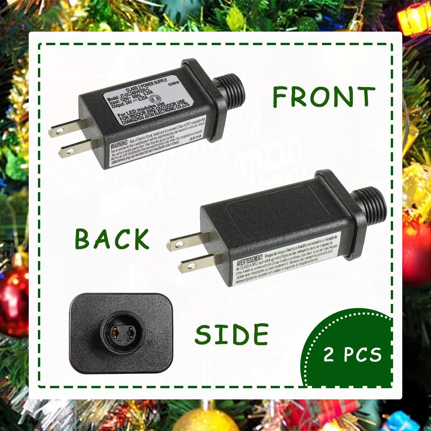 Anqtovp 2 Pack 24V 6W IP44 Waterproof LED Power Supply Adapter for ...