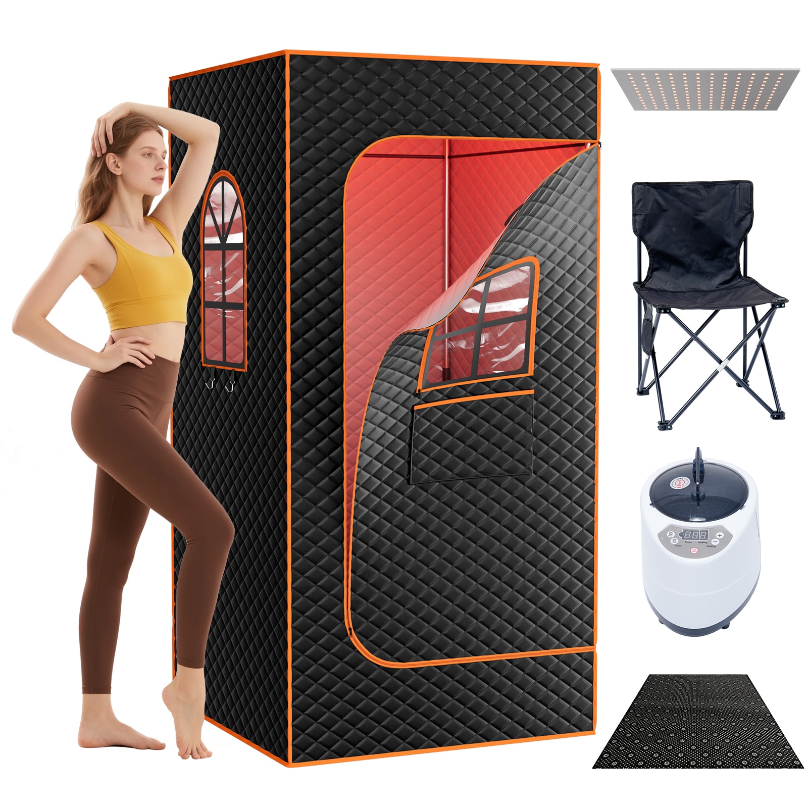 DOCRED Portable Steam Sauna Box with Steamer and Folding Chair