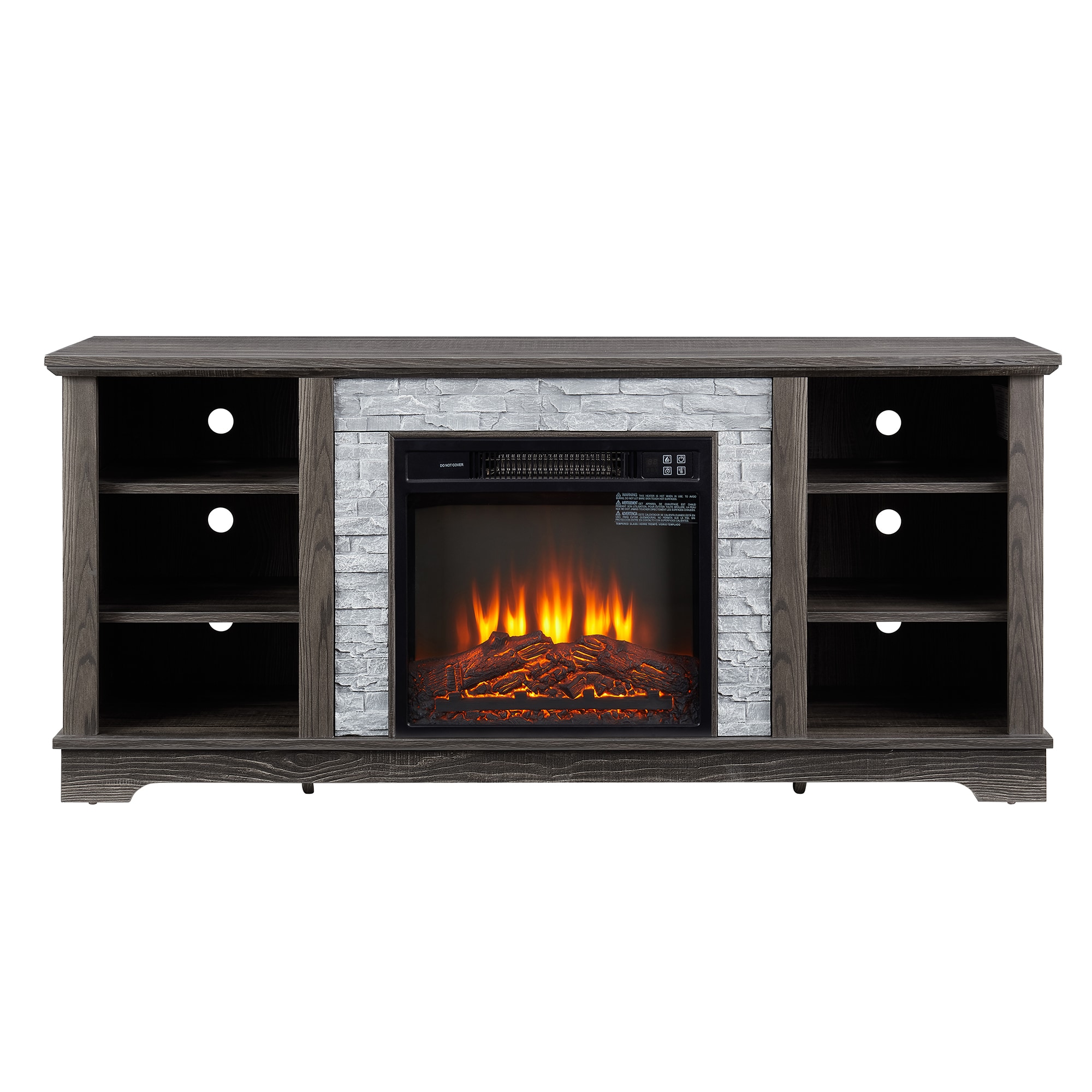 SINOFURN SYC160010GY 58.3-Inches W Gray TV Stand with LED Corner or flat wall Electric Fireplace