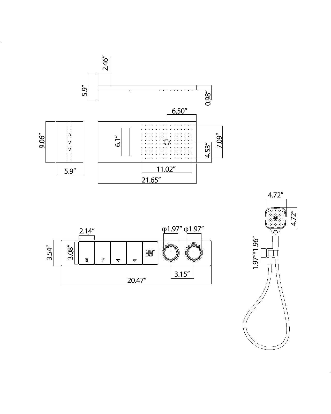 WELLFOR WB-1290 Showerhead-Bar-Panels - View #18