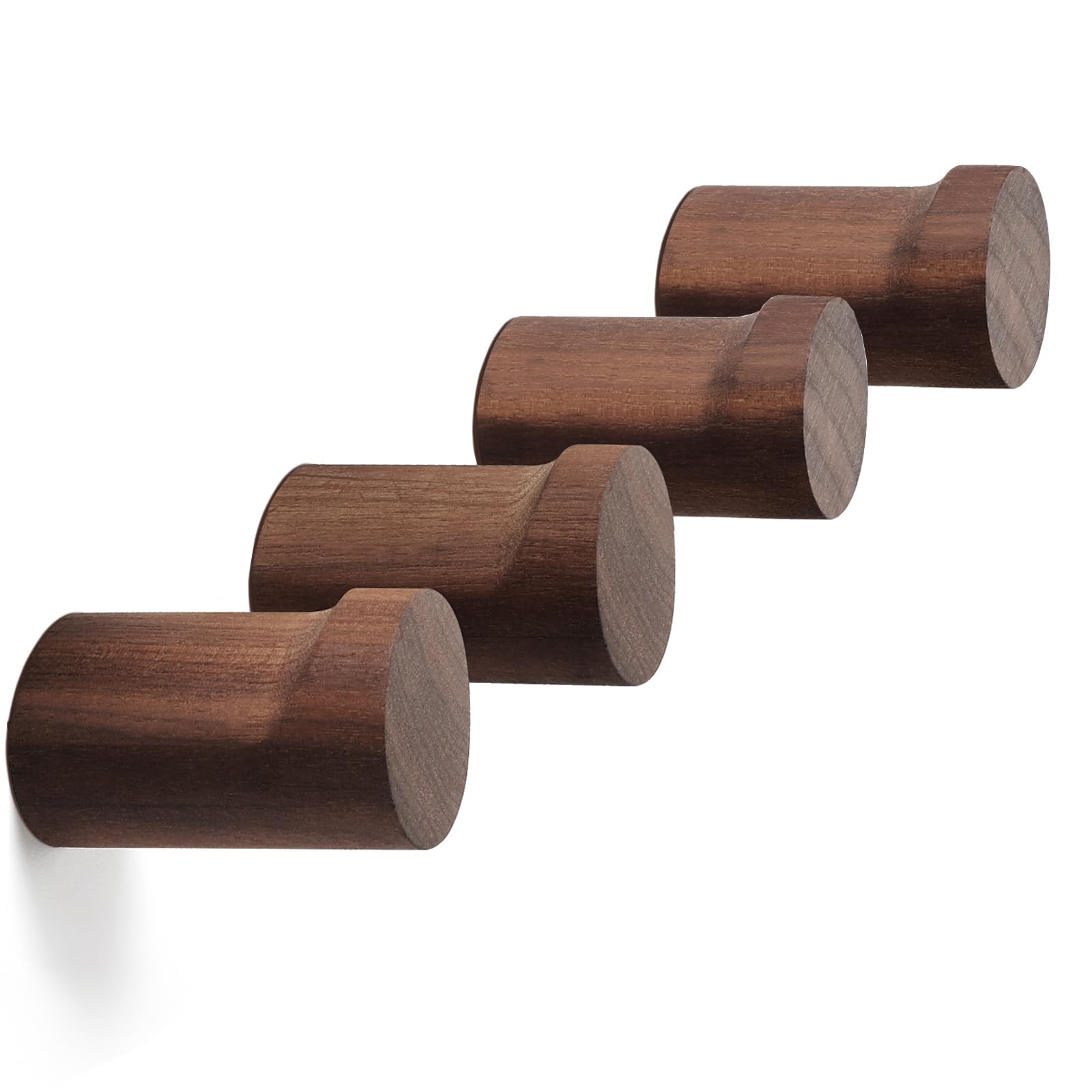 Adrinfly  Wood Wall Hooks 4 Pack Rustic Heavy Duty Wooden Coat Hooks Wall Mounted for Hanging Purse Towels Clothes Backpack