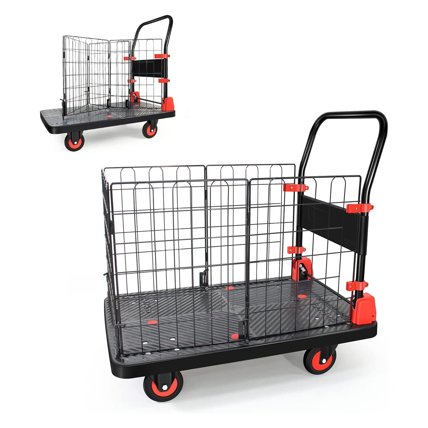 Kahomvis COS-QPW1-011 660-lbs. Capacity 4 -Wheel Black Plastic Folding hand truck