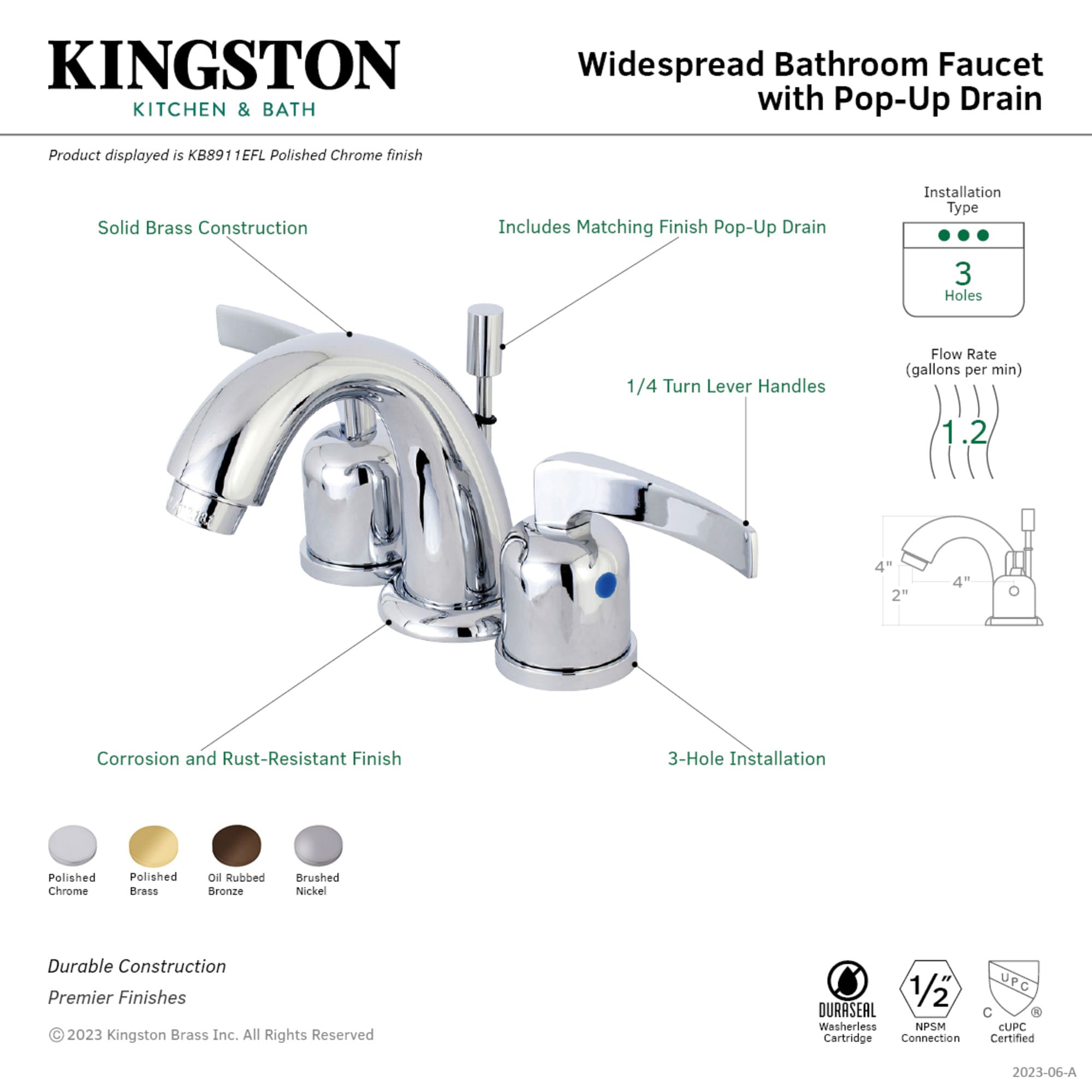 Kingston Brass WLKB8918EFL Lavatory-Faucets - View #2