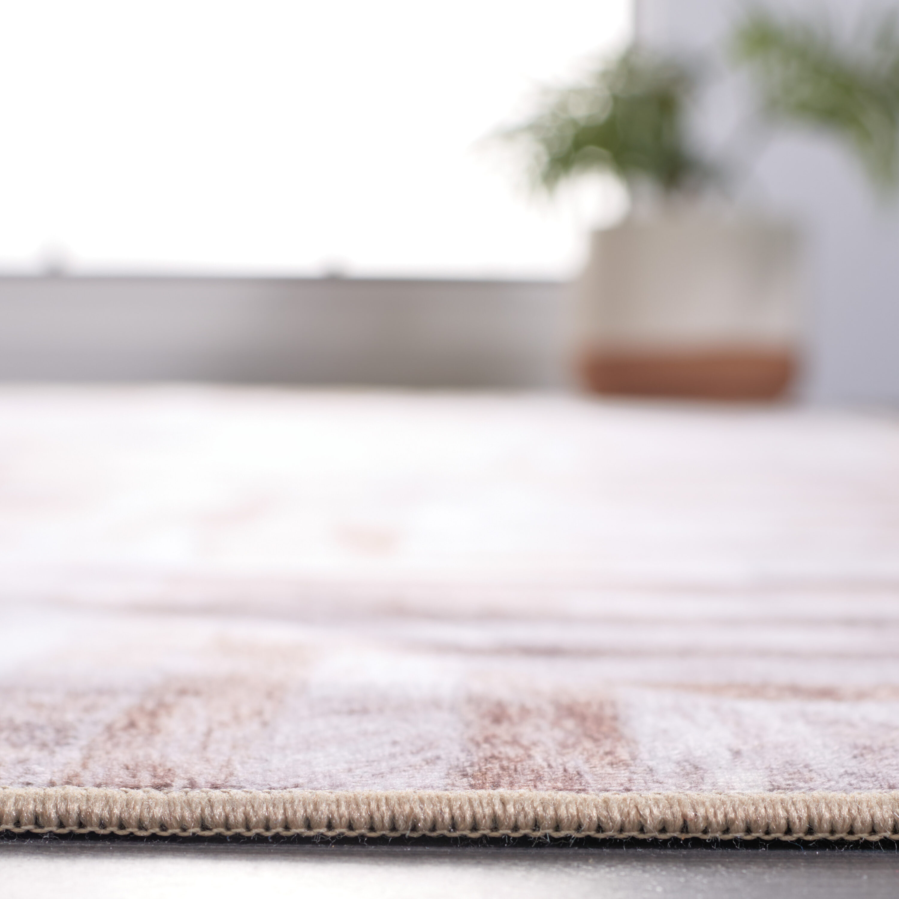 Beige and Brown Geometric Faux Fur 9' x 12' Rug