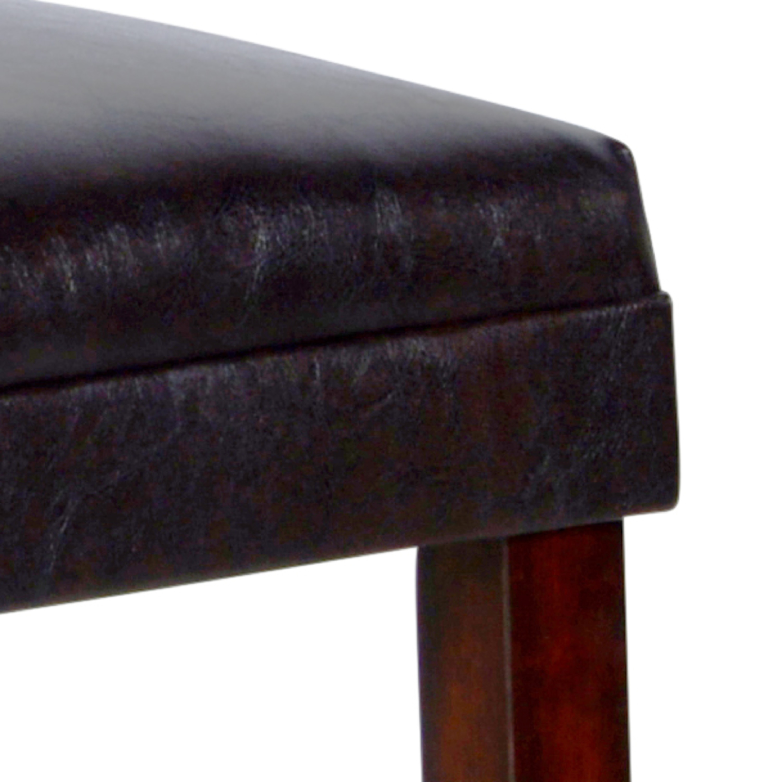 Transitional Brown Leather Parsons Side Chair with Memory Foam