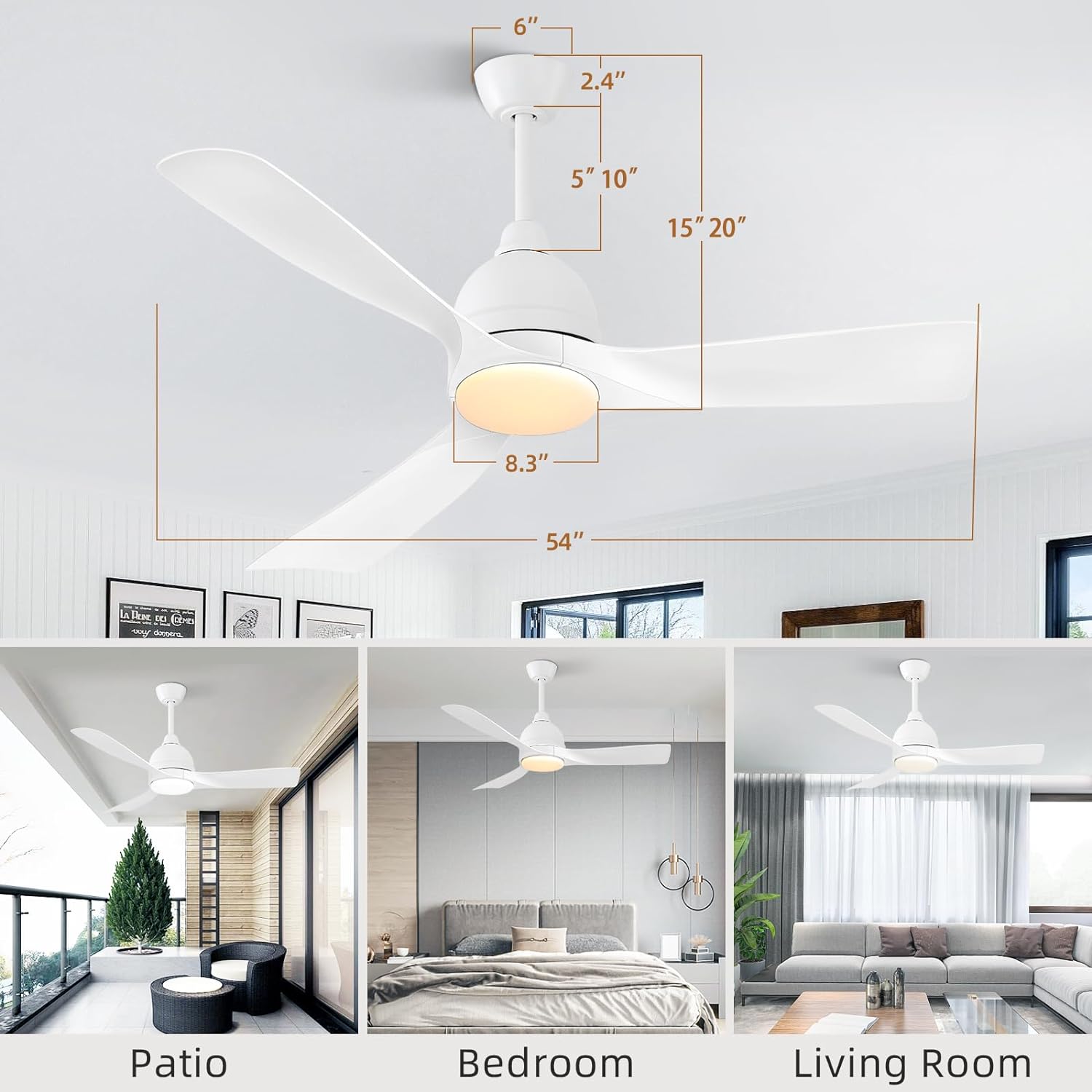 Sofucor L-54K002SMTY-WHWHABS Ceiling-Fans - View #7