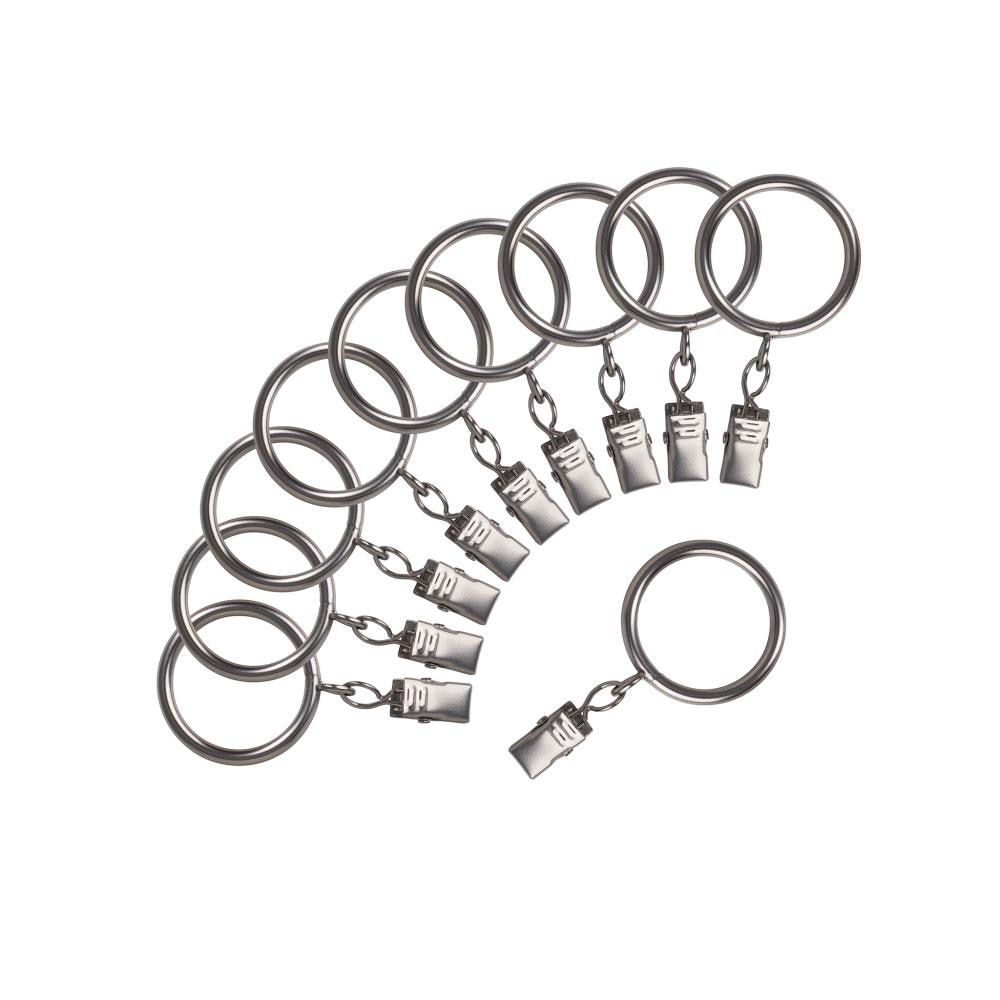 The Haven Collection R40.9.AS  10 -Pack 0.039-Inches Antique Silver Steel Curtain ring with clip