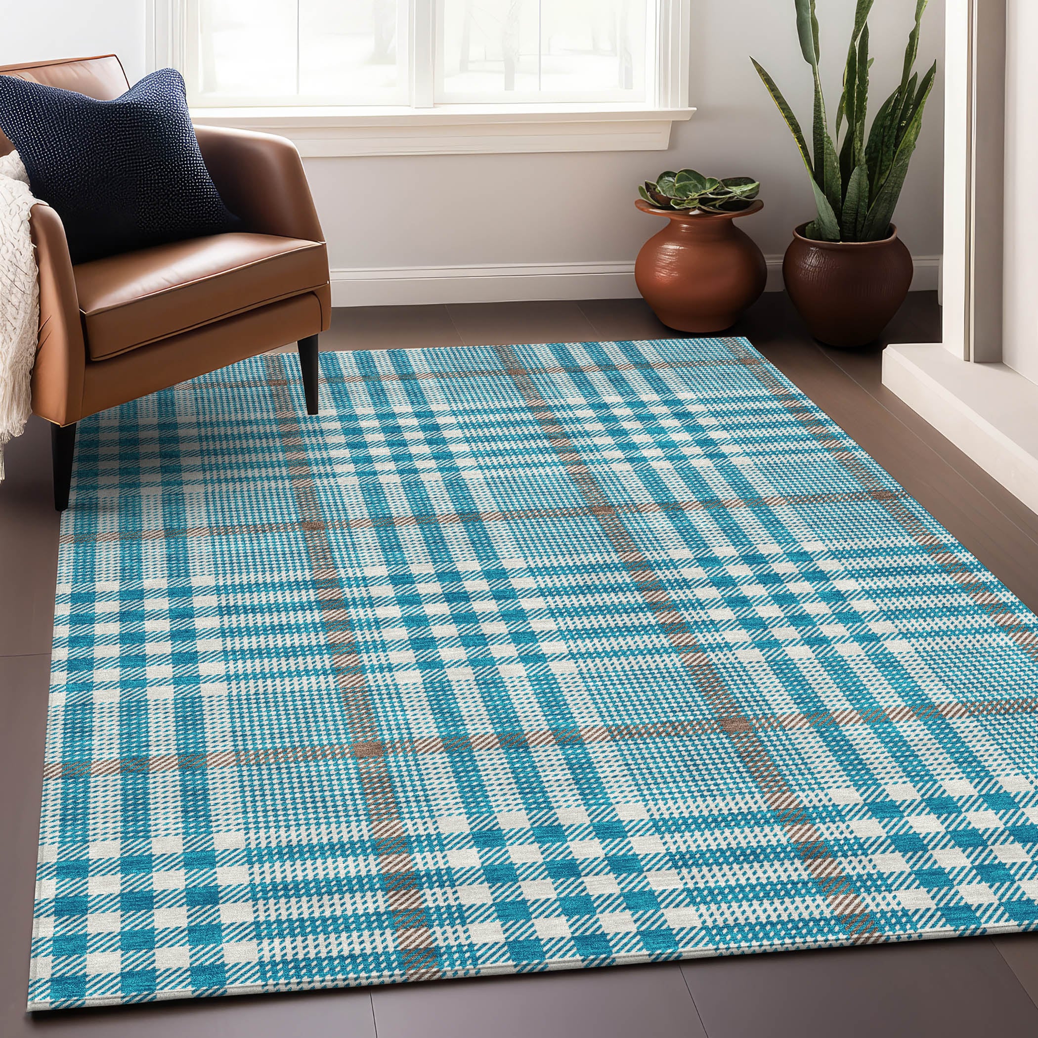 Addison Rugs ACN1054TE9X12 Chantille ACN1054TE 9 x 12 (ft) Polyester Teal Rectangular Indoor/Outdoor Geometric Machine washable Area rug