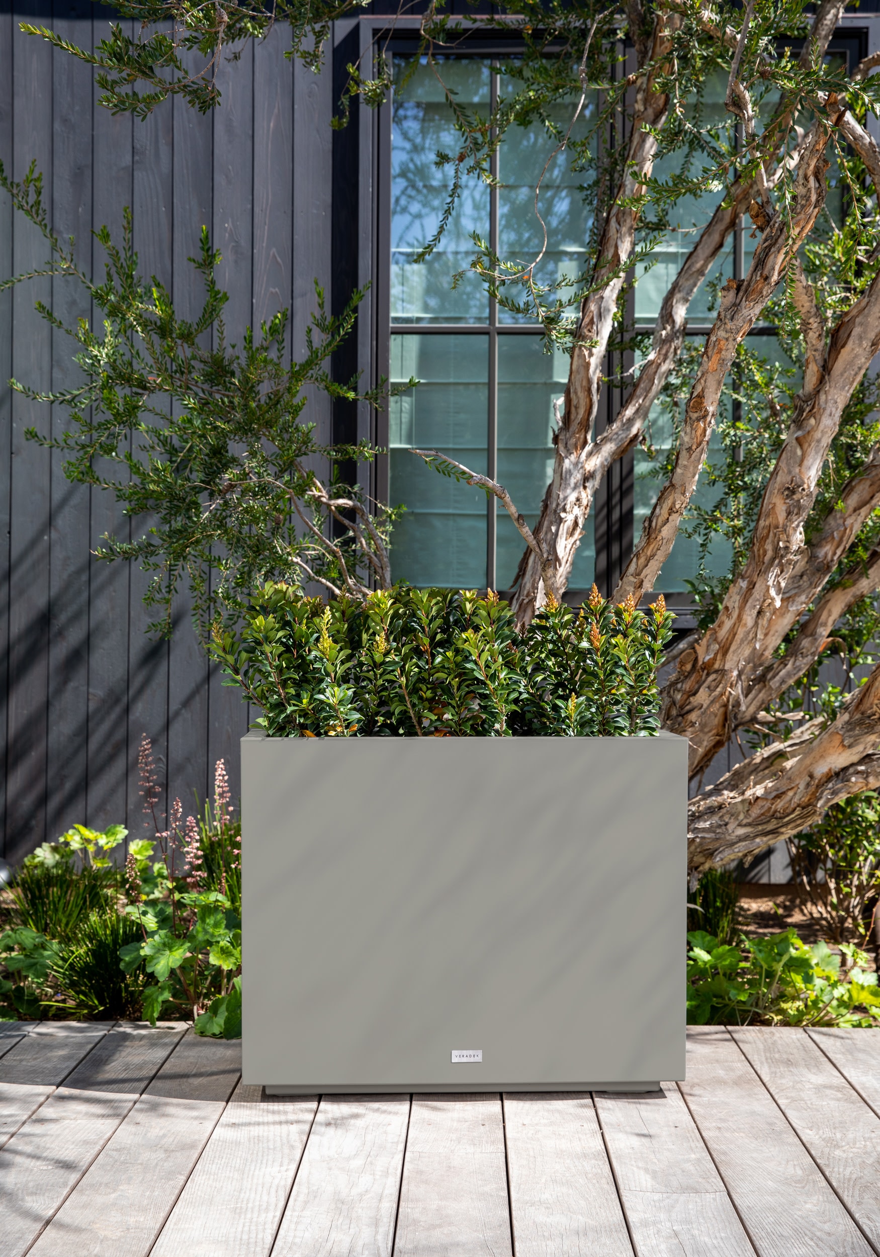 Gray Rectangular Polypropylene Outdoor Planter, 24" x 30"