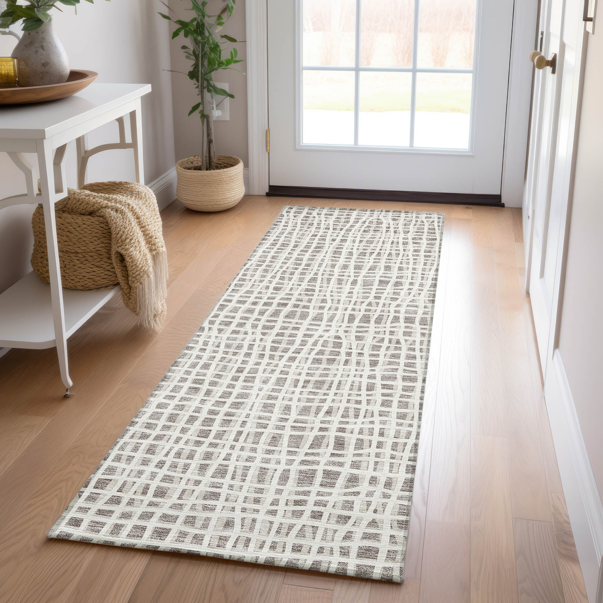 Addison Rugs ACN729TP2X8 Chantille ACN729TP 2 x 7 (ft) Polyester Taupe Rectangular Indoor/Outdoor Geometric Machine washable Area rug