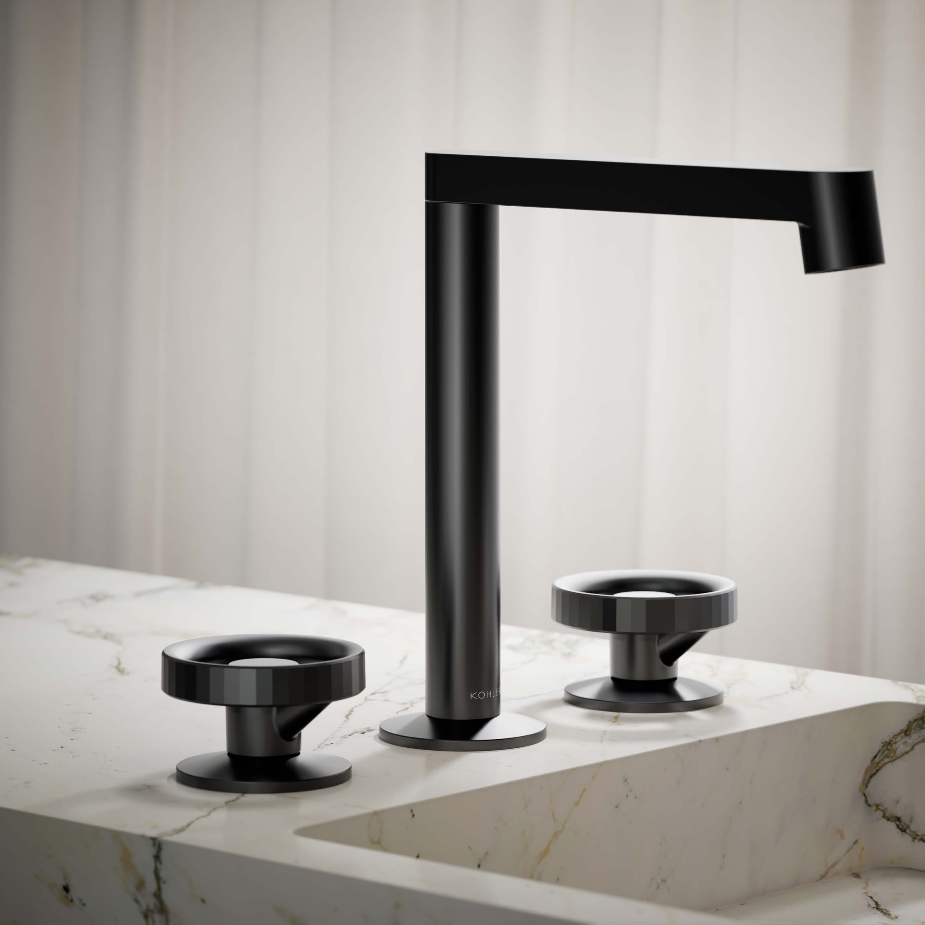 KOHLER K-77974-9-BL Matte black 2 -Handle Knob Bathroom Sink Faucet Handle 2 -Pack