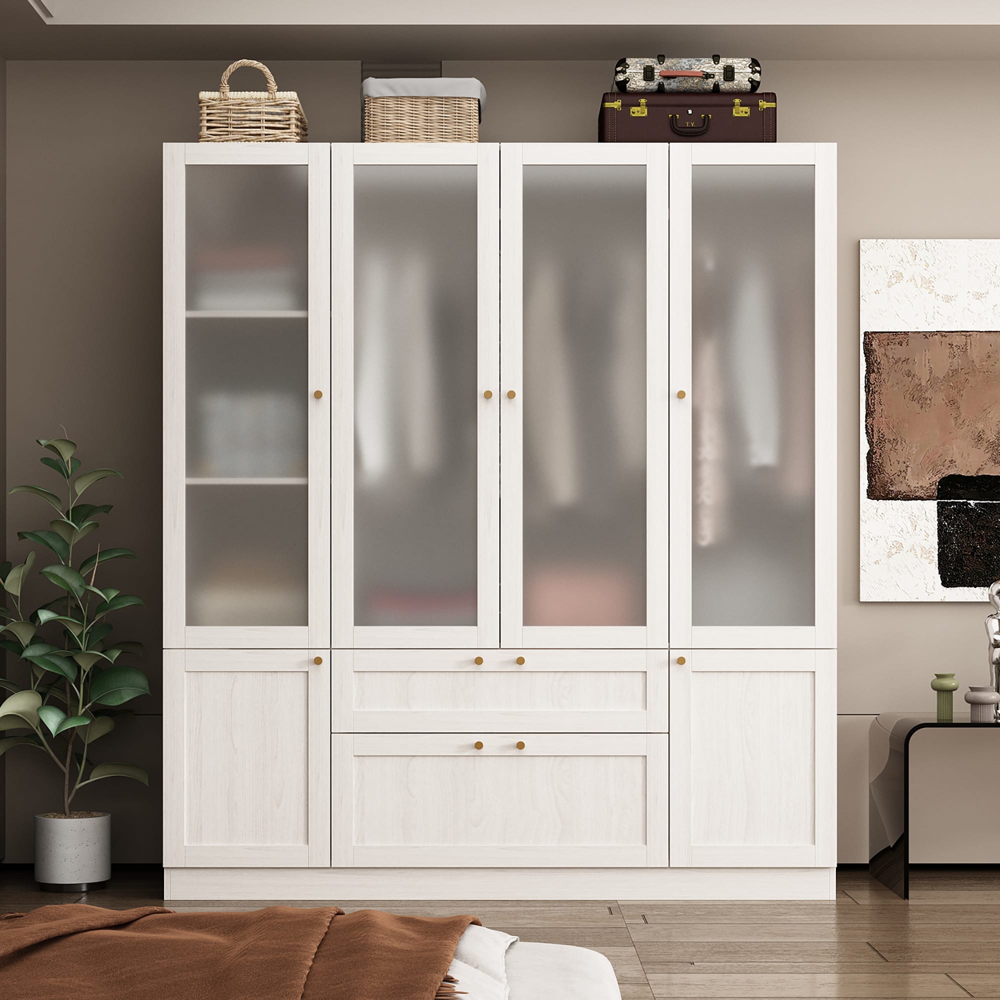 FUFU&GAGA JH0410-01+02 Modern Wardrobe White Armoire