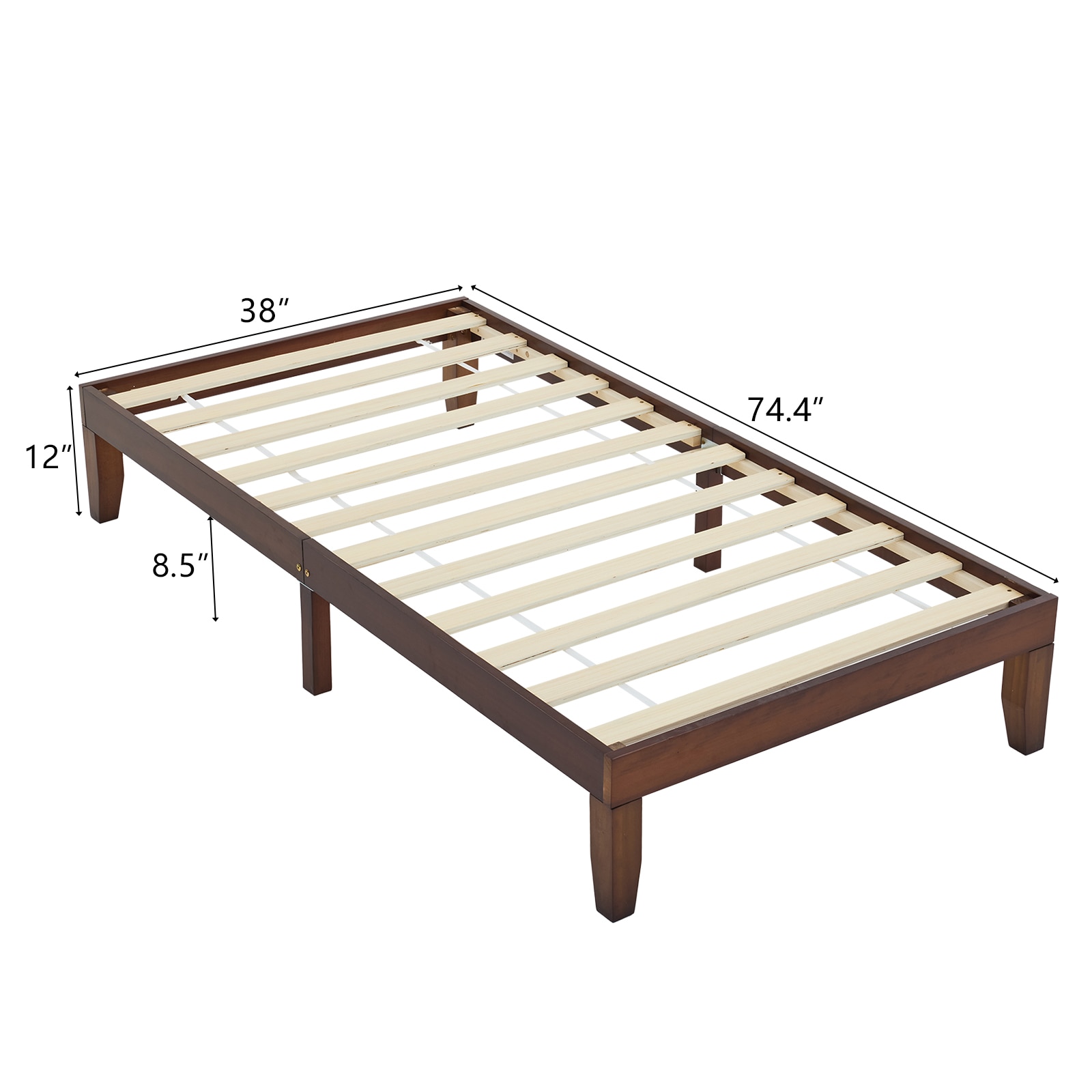 Outopee LO1G52004127 Brown Twin Wood Bed frame Bed