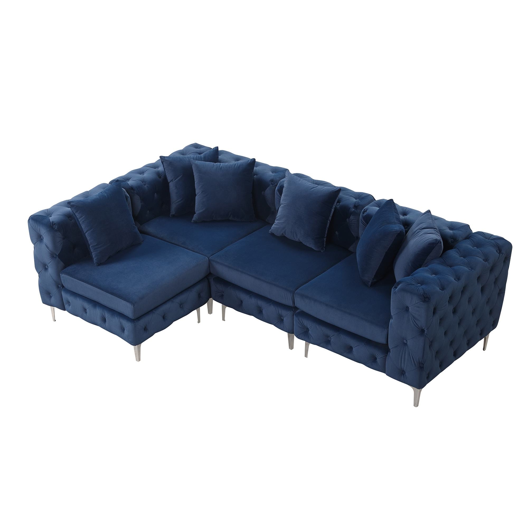 FARATI 8276-2C+2AC 96.5-in Modern Blue Sectional