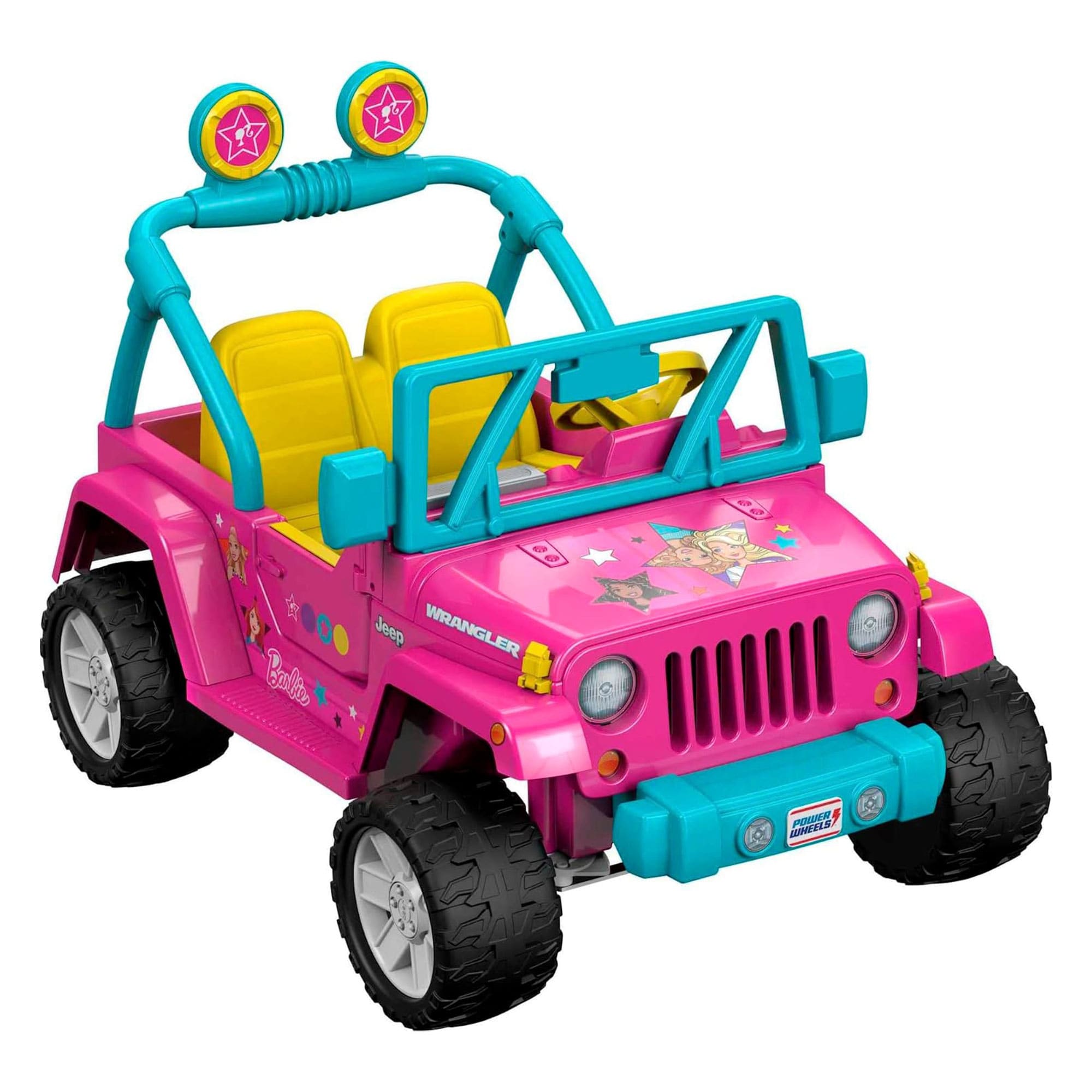 Hot Wheels Fisher Price Power Wheels Barbie Jeep Wrangler with Music and Power Lock Brakes