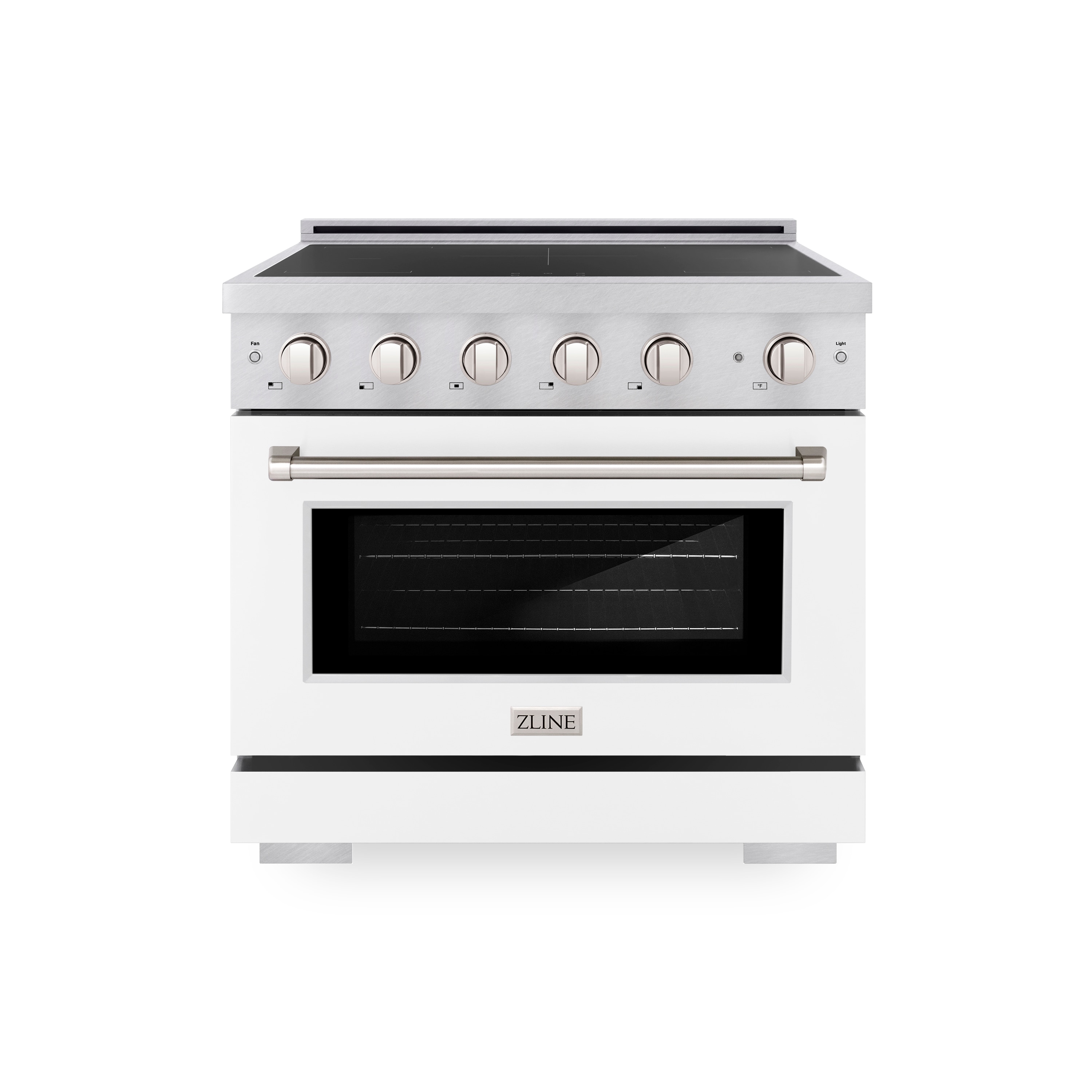 ZLINE KITCHEN & BATH Paramount 36-in 5 burners 5.2-cu ft , Convection Oven Freestanding Single Induction Range ( Stainless Steel, White Matte Door ) #SINRS-WM-36
