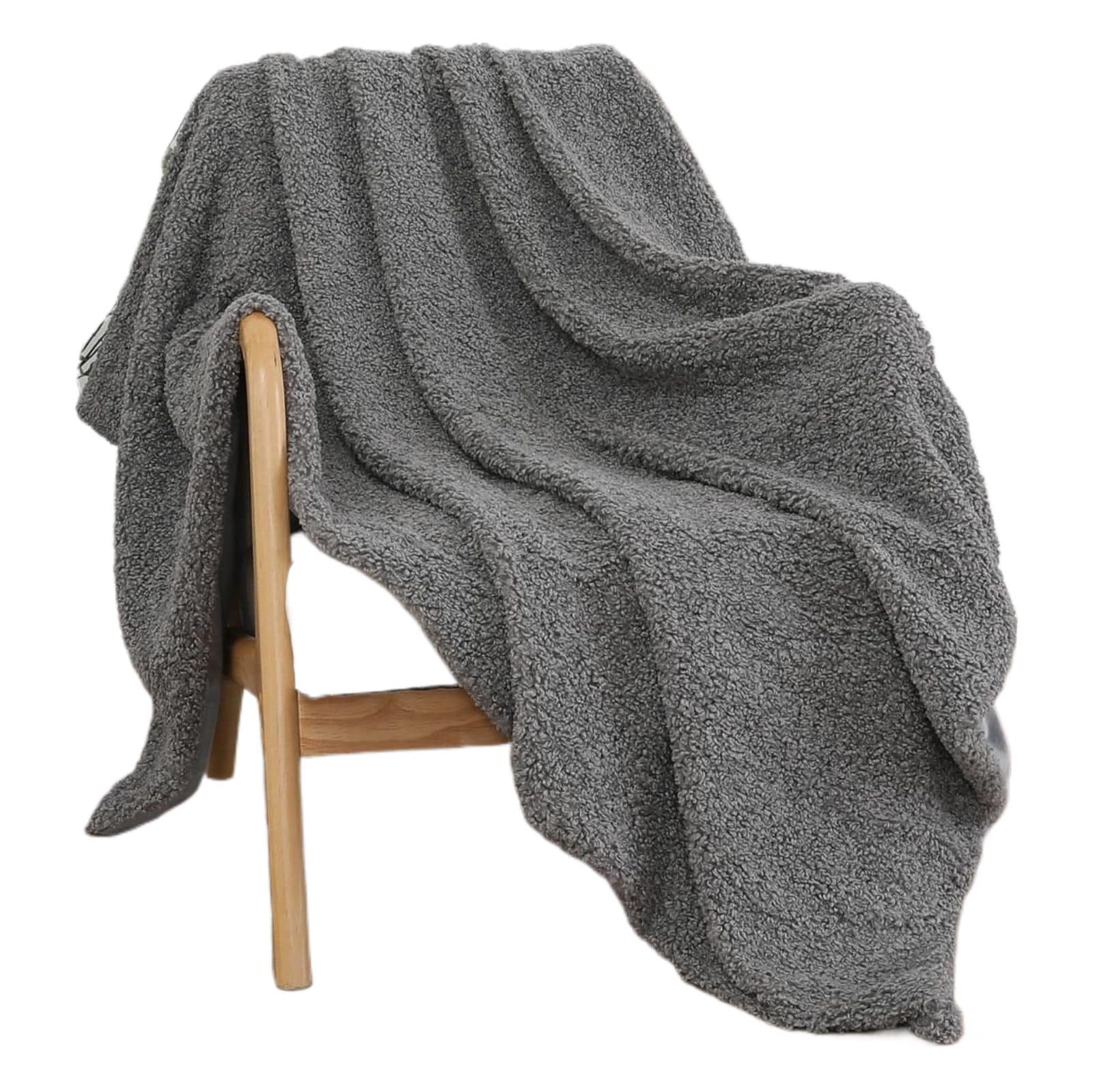 KATE AURORA Ultra Lux Oversized and Heavyweight Regency Accent Throw Blanket 50 in x 70 in Gray