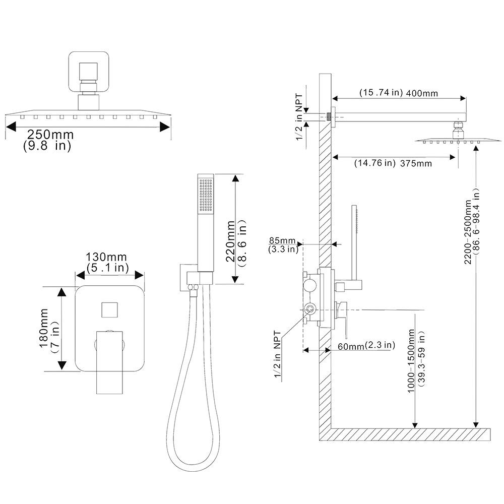 KIWDZFU LKI0728B118 Showerhead-Bar-Panels - View #7