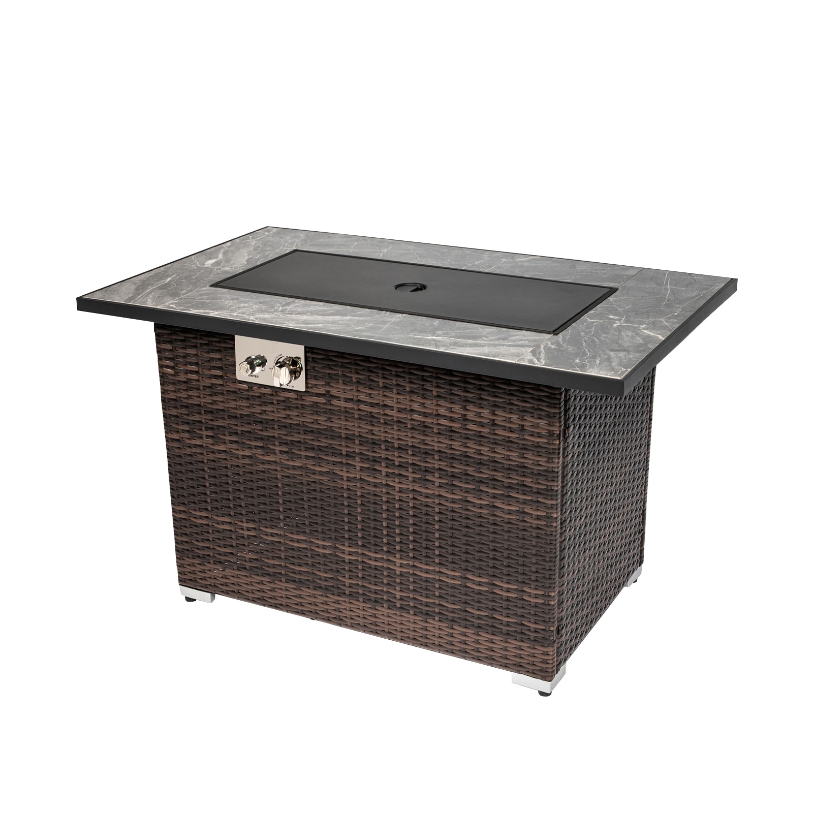 Maocao Hoom MZH43036 26-in W Espresso Portable Steel Rectangle Liquid propane Fire pit