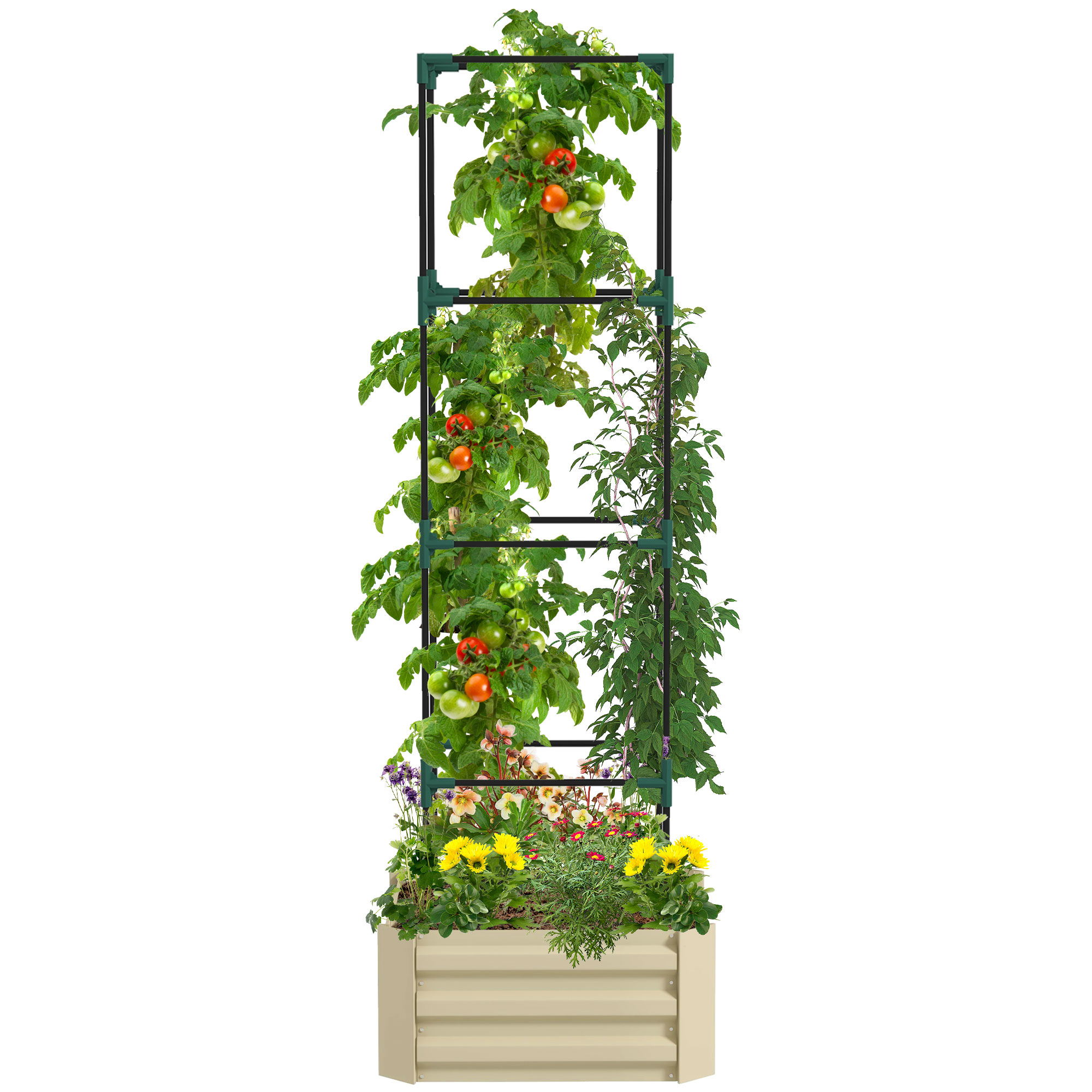 Siavonce XH06820 24-in W x 24-in L x 11.75-in H White Powder-coated steel Raised Garden Bed