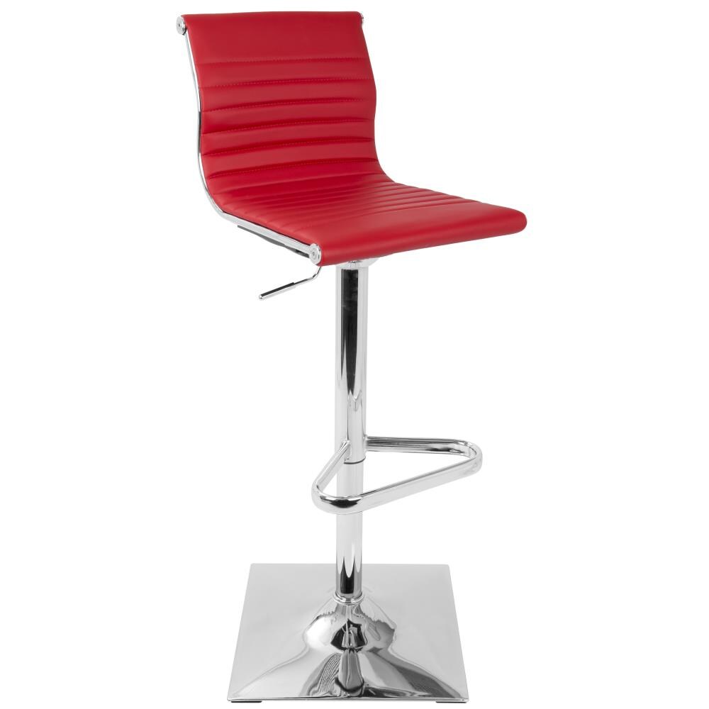 LumiSource BS-MASTER R Master Red 45.5-in H Tall Upholstered Swivel Metal Bar Stool