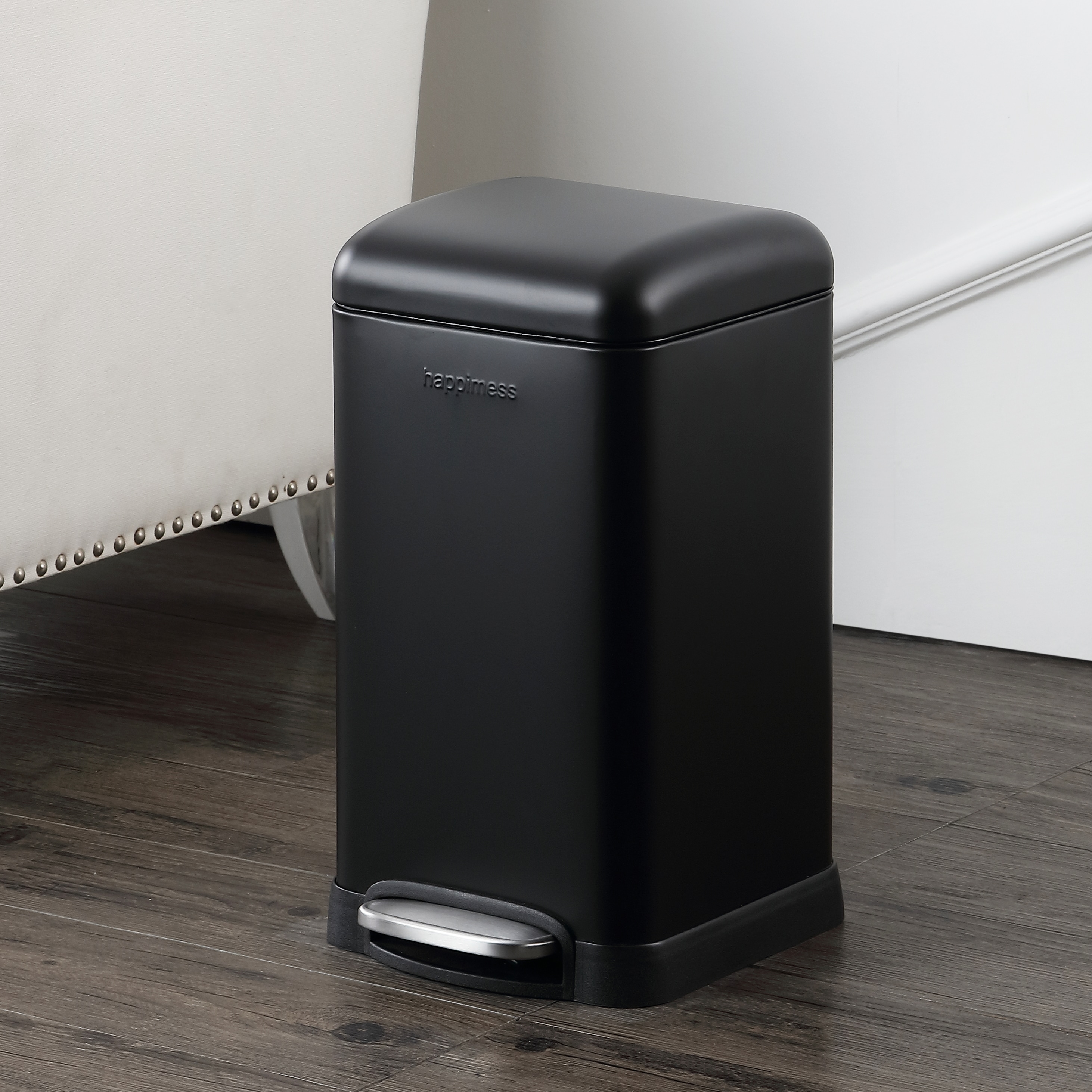 Project Source 23- Gallons Black Plastic Touchless Kitchen Trash Can Indoor