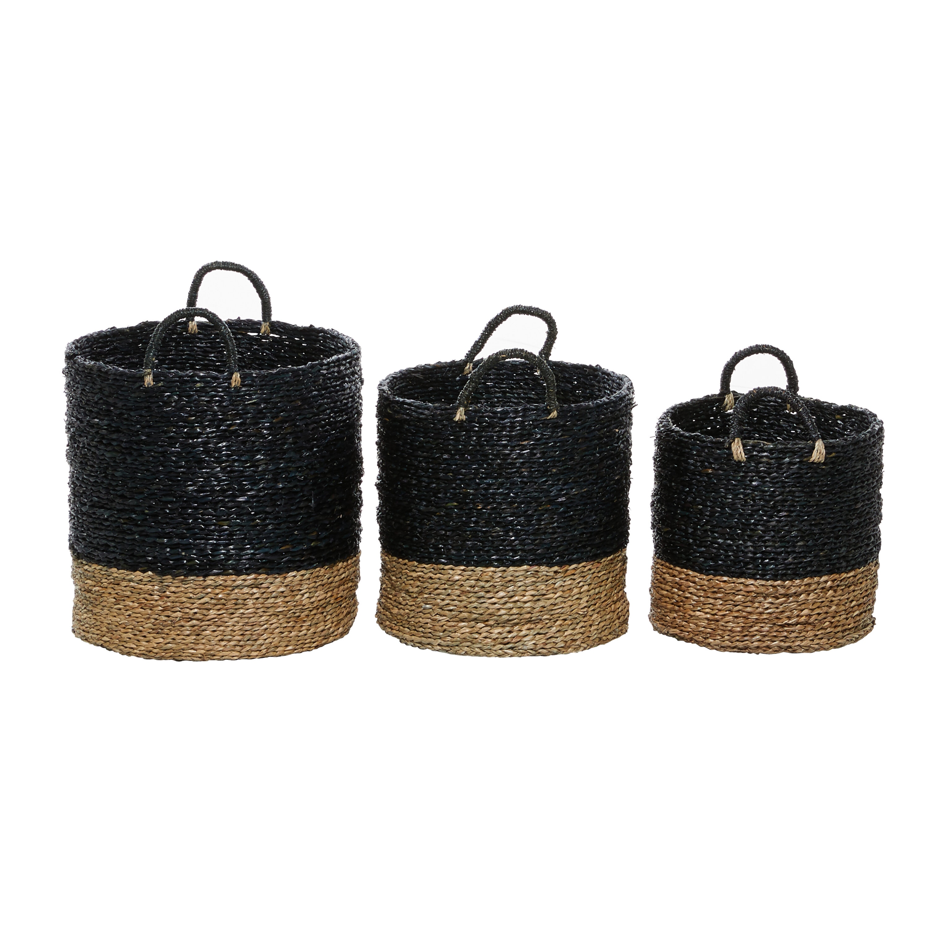 Grayson Lane 3-Pack 17.35-in W x 18.95-in H x 16.05-in D Brown Handmade  with Handles Wood Basket in the Storage Bins & Baskets department at