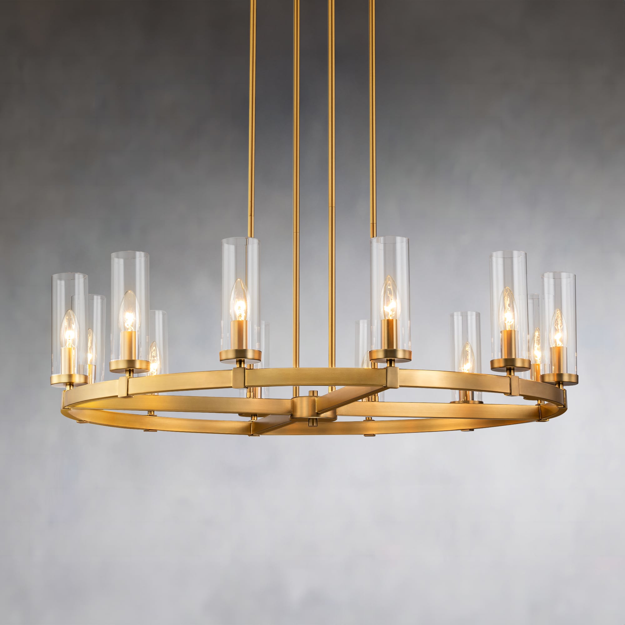 Rennnsan CL810149358 Brian 12 -Light Brushed Gold Modern/contemporary For Use in Bedrooms, Dining Rooms, Foyers, Kitchens, Living Rooms Chandelier