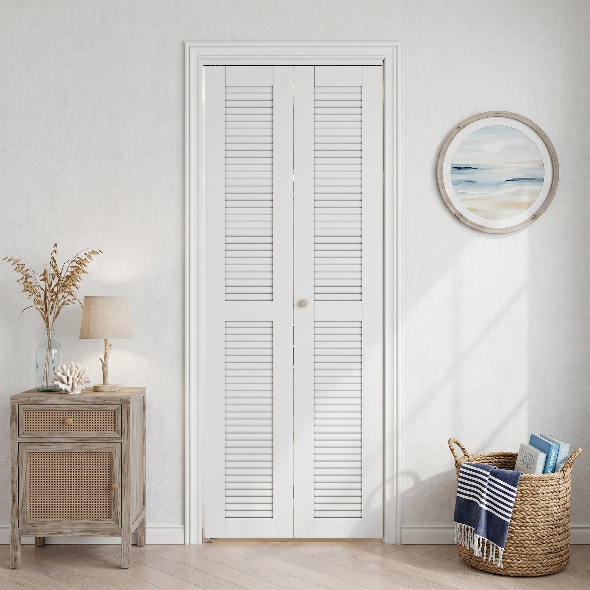 SMARTSTANDARD 30-in x 78-3/4-in Louver Louvre White Finished Solid