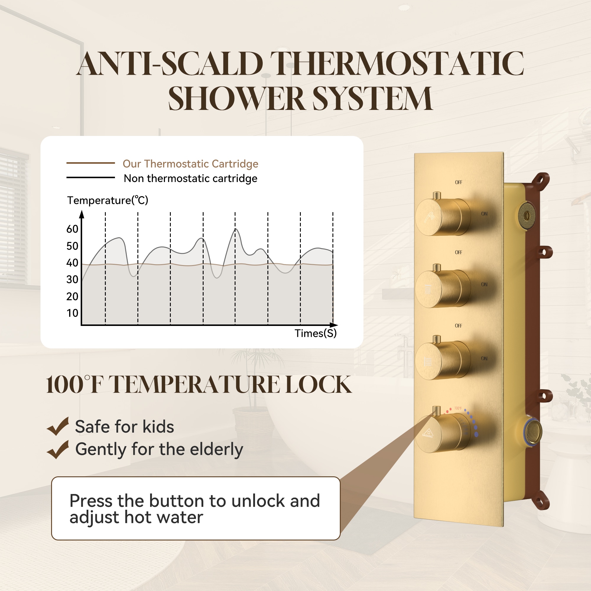 CASAINC CS6077-BG Showerhead-Bar-Panels - View #4