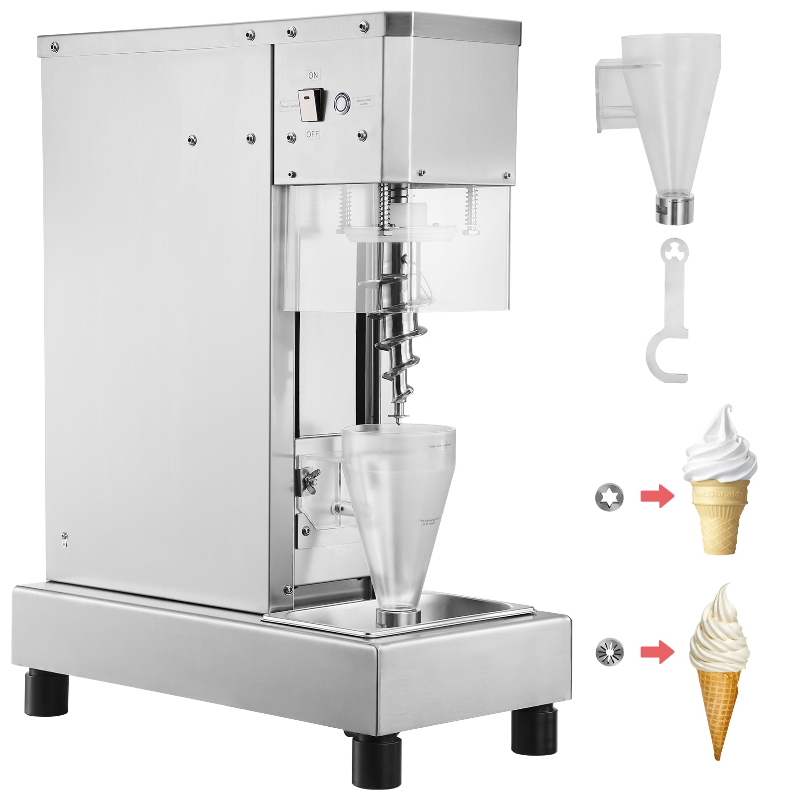 SVOPES SCBQLJBJBZL704557V1 Ice Cream Blender 750W High-Speed Ice Cream Maker Mixer Stir Machine 1740RPM 304 Stainless Steel Ice Cream Shaker Long Handle + PC Protective Shield Customizable with any Flavor of Ice Cream