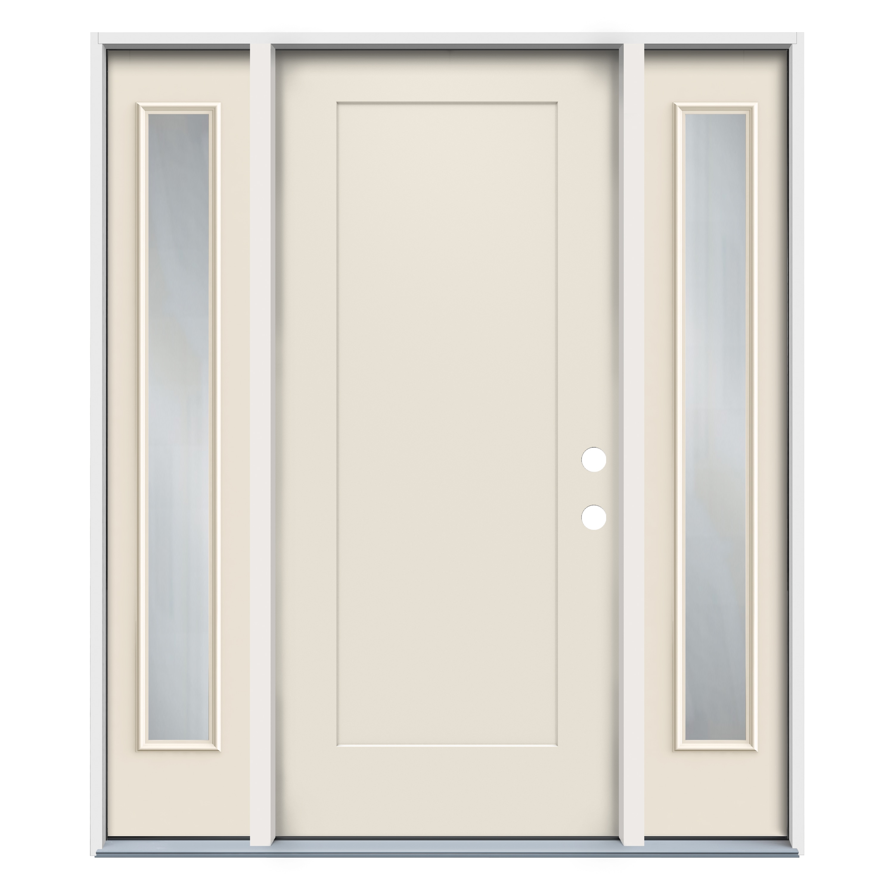 RELIABILT LO1049521 Craftsman 56-in x 80-in x 4-5/8-in Steel Full lite Left-hand inswing Primed Prehung Front Door with Sidelights Insulating core