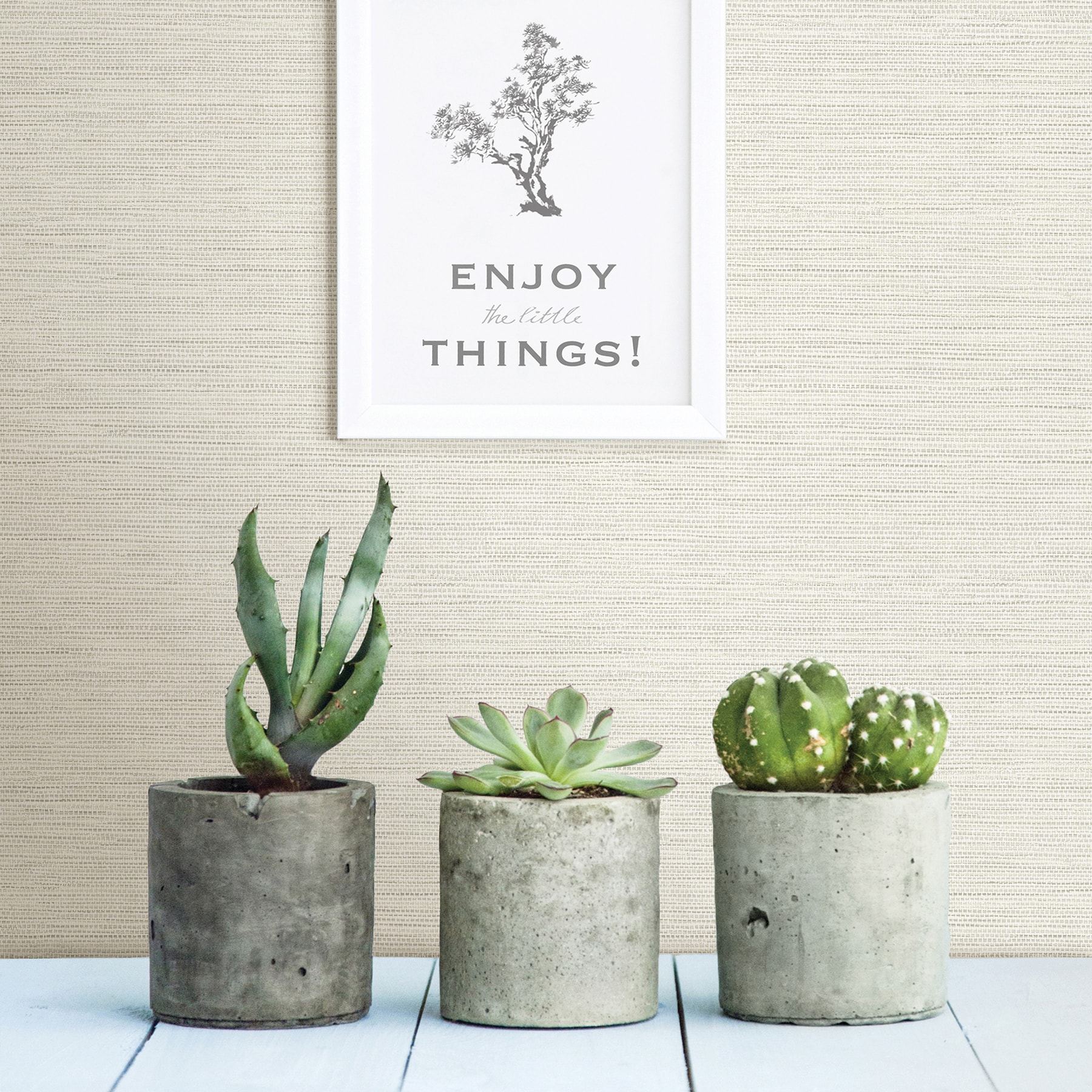 Agave Off-White Faux Grasscloth Non-Woven Wallpaper