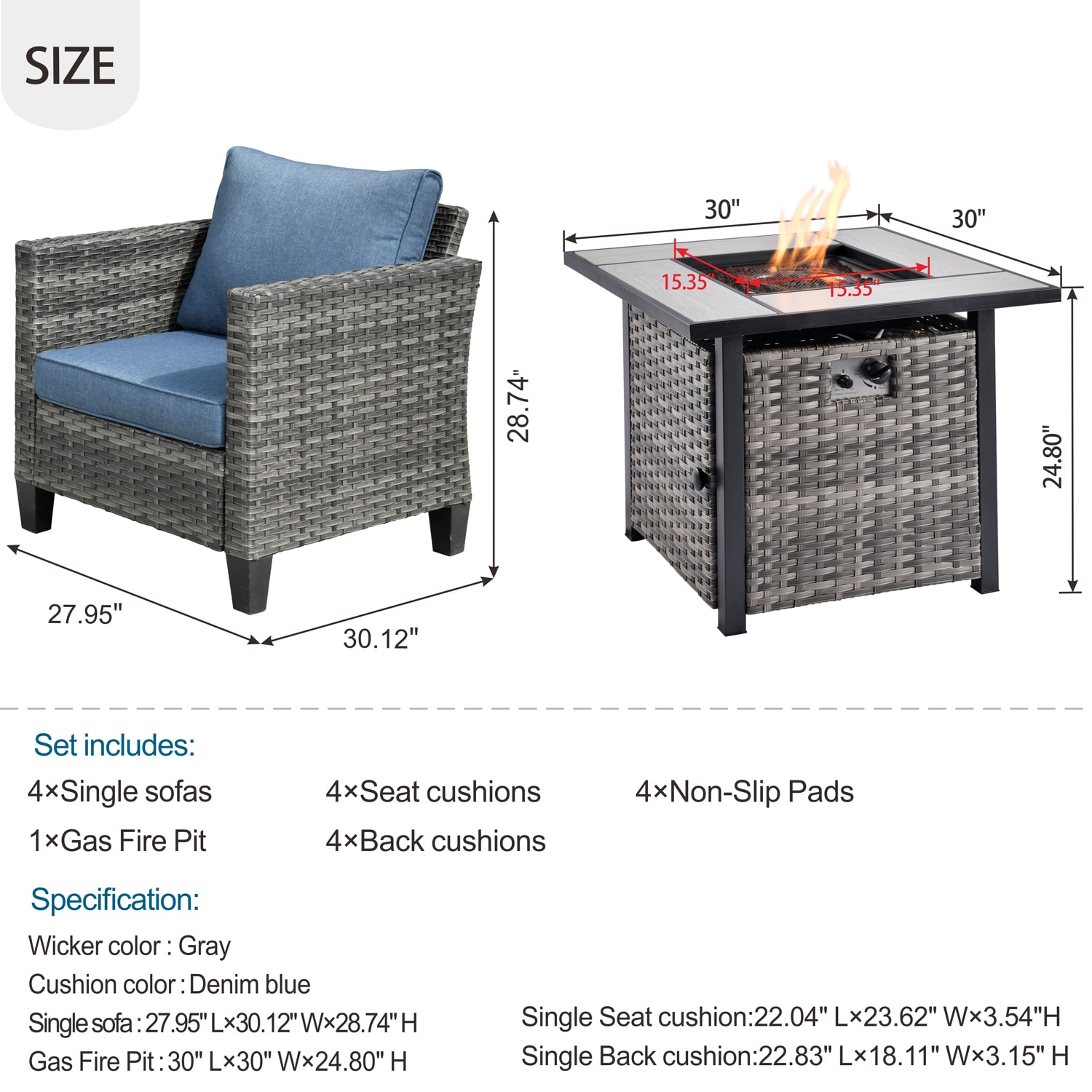 Ovios FPRS300-5 Patio-Conversation-Sets - View #7