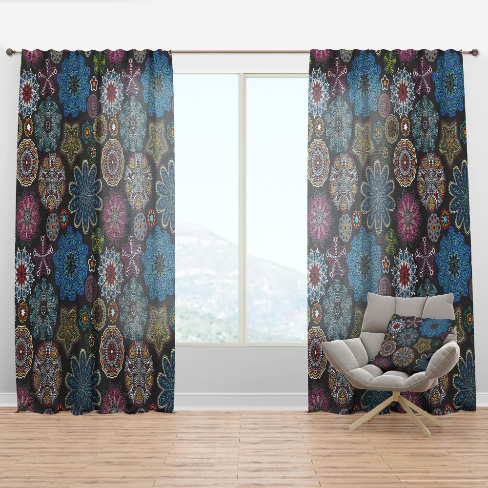 Designart CTN18971-52-95 95-in Black Floral Room darkening Thermal lined Rod pocket Single curtain panel