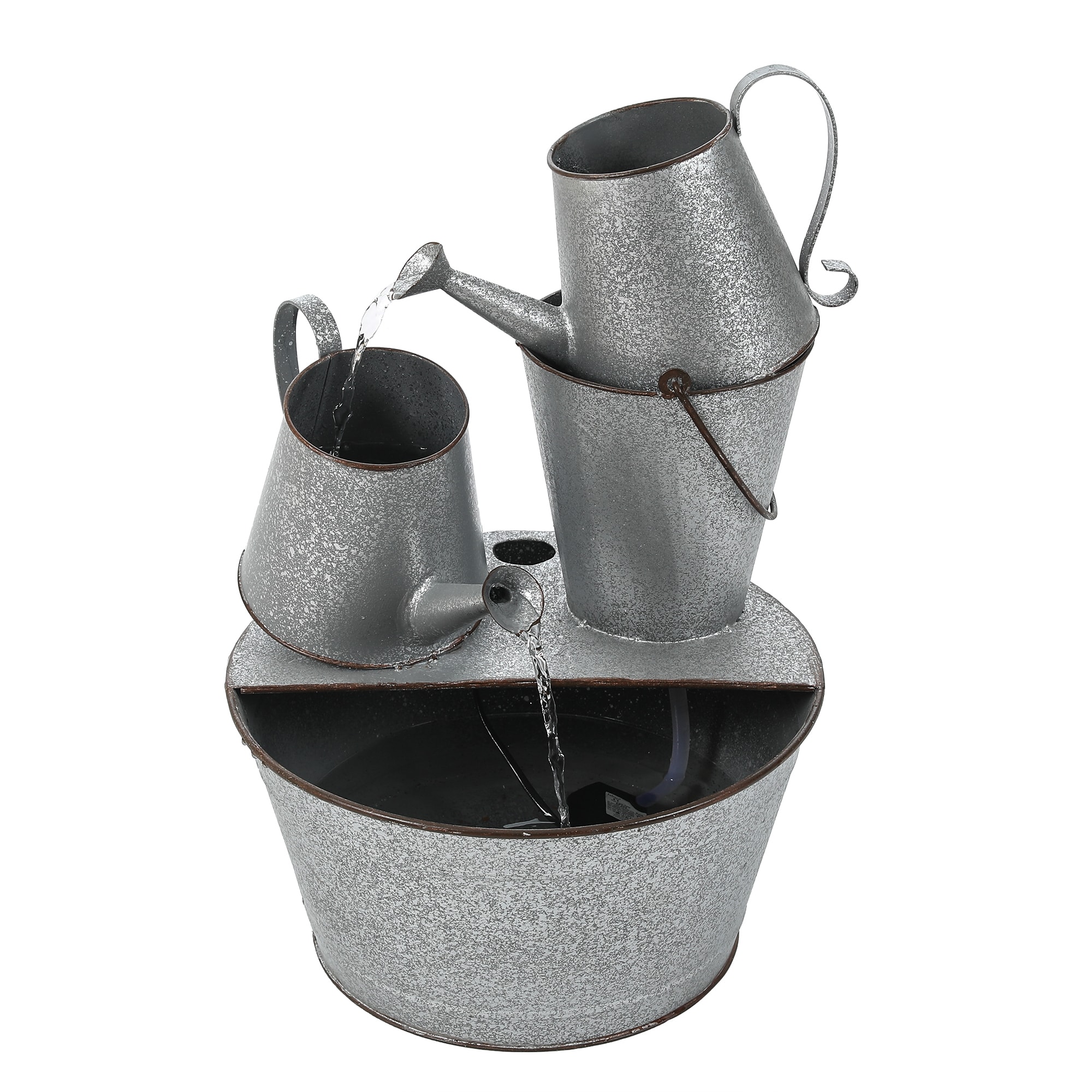 LuxenHome WHF1432 20.28-in H Metal Outdoor Fountain Statue Pump Included