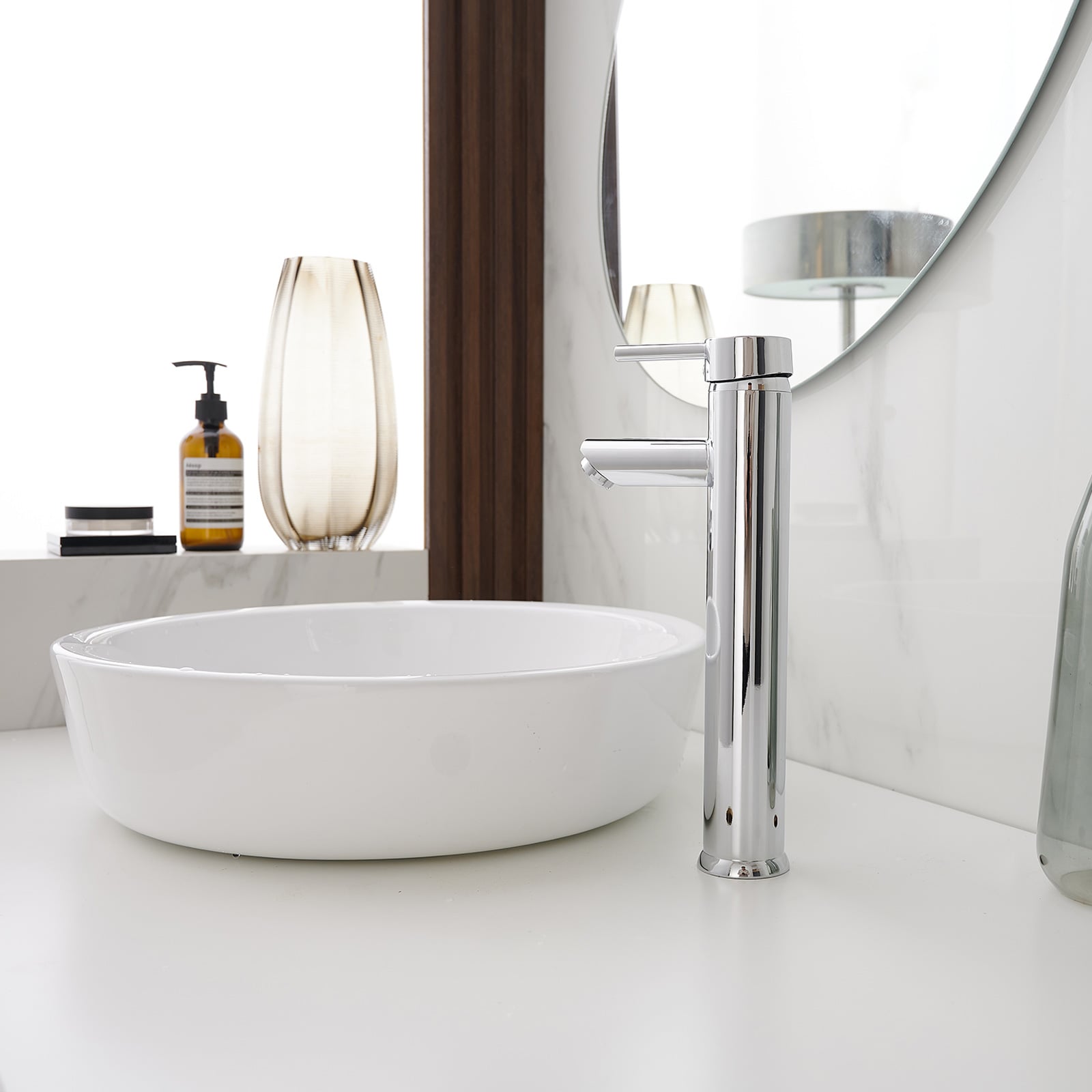 Polished Chrome Single Handle Vessel Sink Faucet