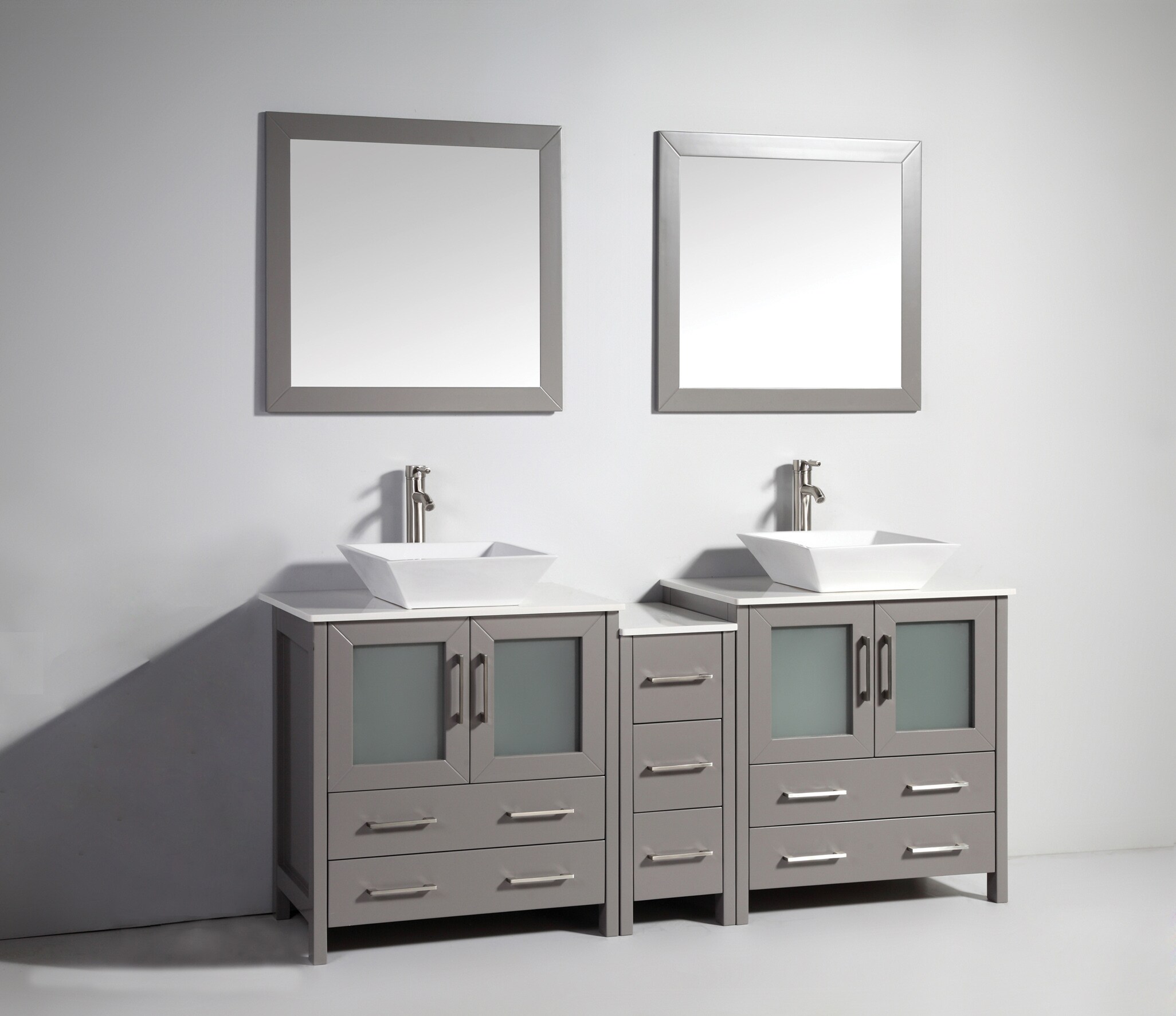 Vanity Art Ravenna 72 In Grey Double Sink Bathroom Vanity With White Engineered Marble Top 